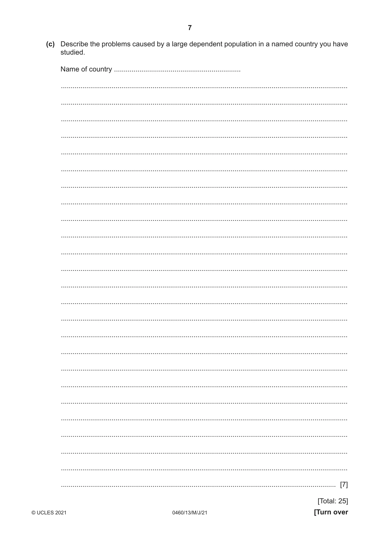 Cambridge IGCSE Geography 0460 2021 May/June Paper 1 · Variant 3 question paper, page 7 of 36