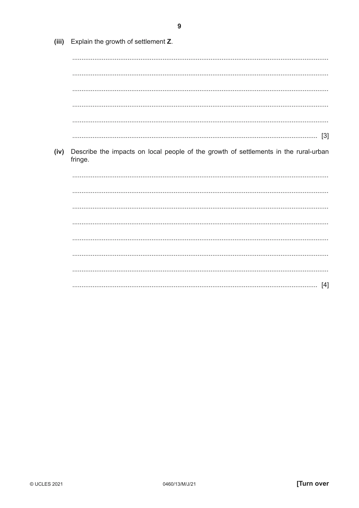 Cambridge IGCSE Geography 0460 2021 May/June Paper 1 · Variant 3 question paper, page 9 of 36