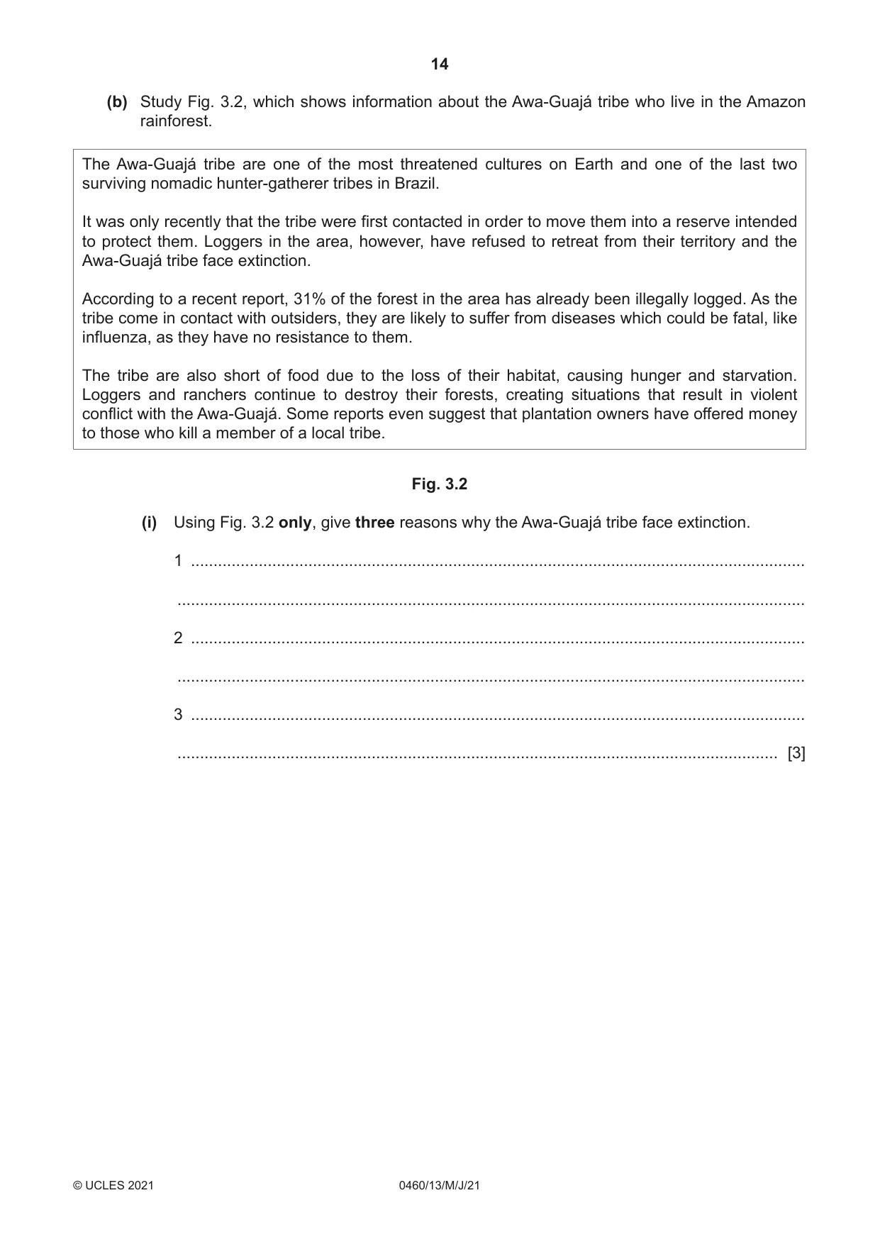 Cambridge IGCSE Geography 0460 2021 May/June Paper 1 · Variant 3 question paper, page 14 of 36