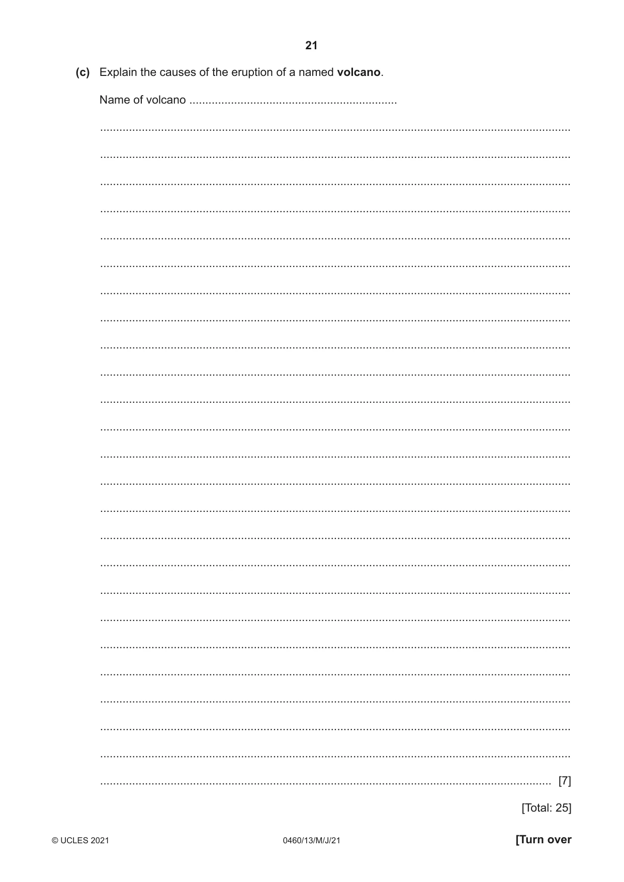 Cambridge IGCSE Geography 0460 2021 May/June Paper 1 · Variant 3 question paper, page 21 of 36
