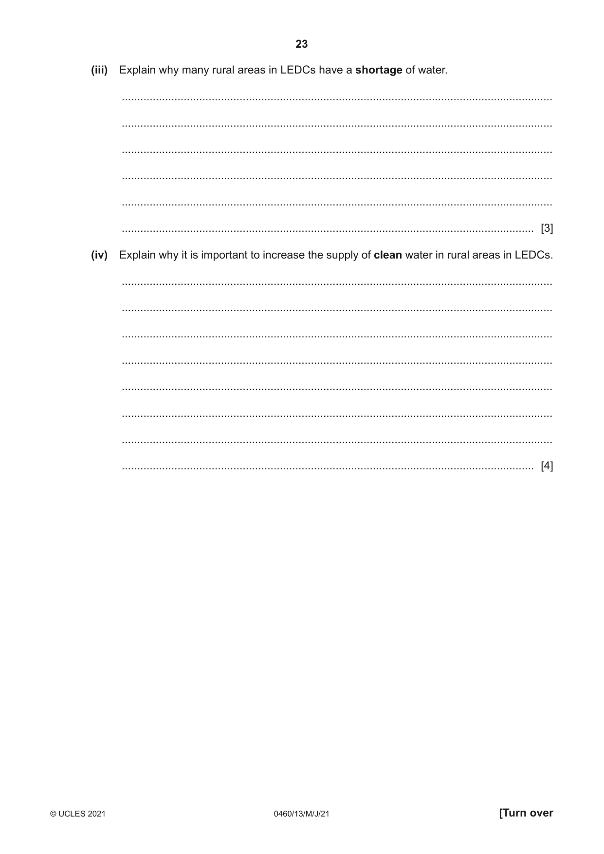 Cambridge IGCSE Geography 0460 2021 May/June Paper 1 · Variant 3 question paper, page 23 of 36