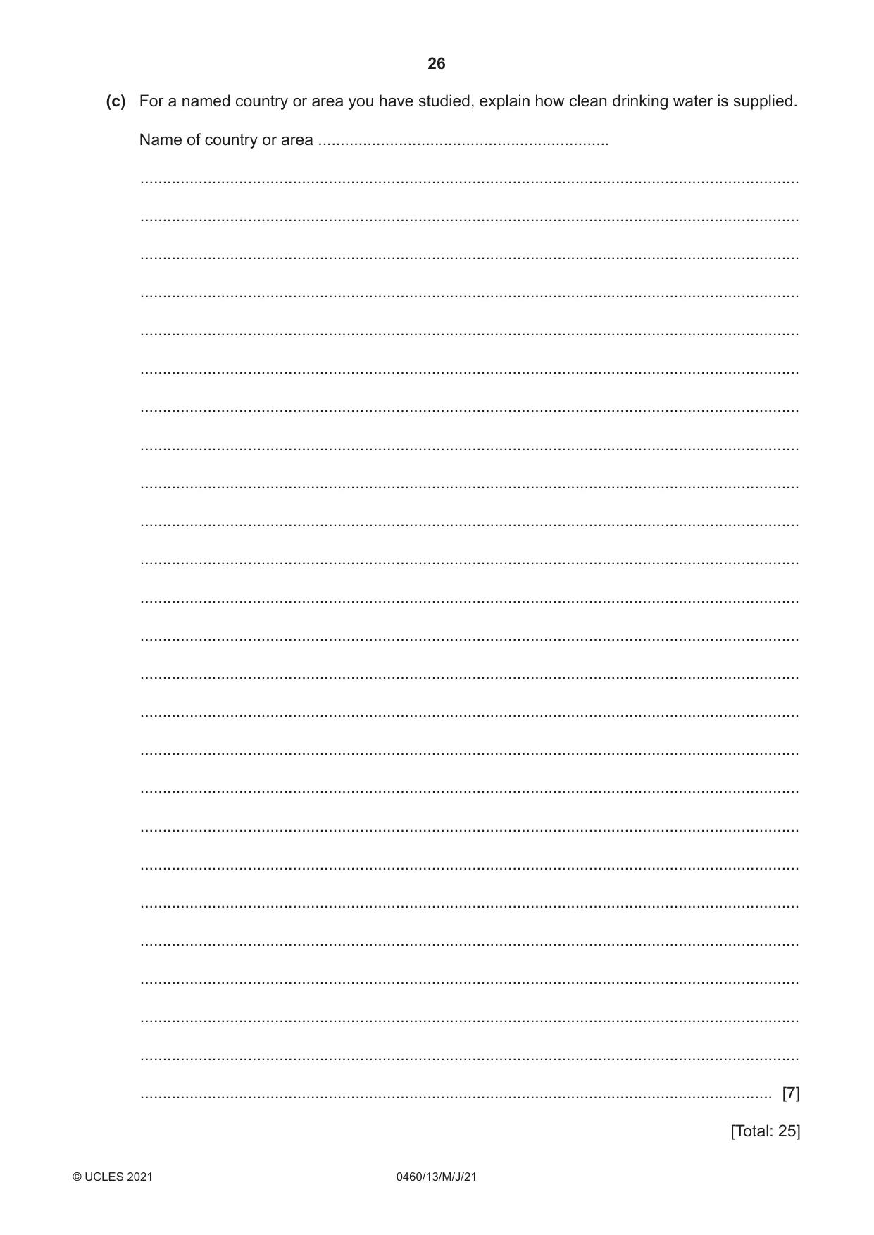 Cambridge IGCSE Geography 0460 2021 May/June Paper 1 · Variant 3 question paper, page 26 of 36