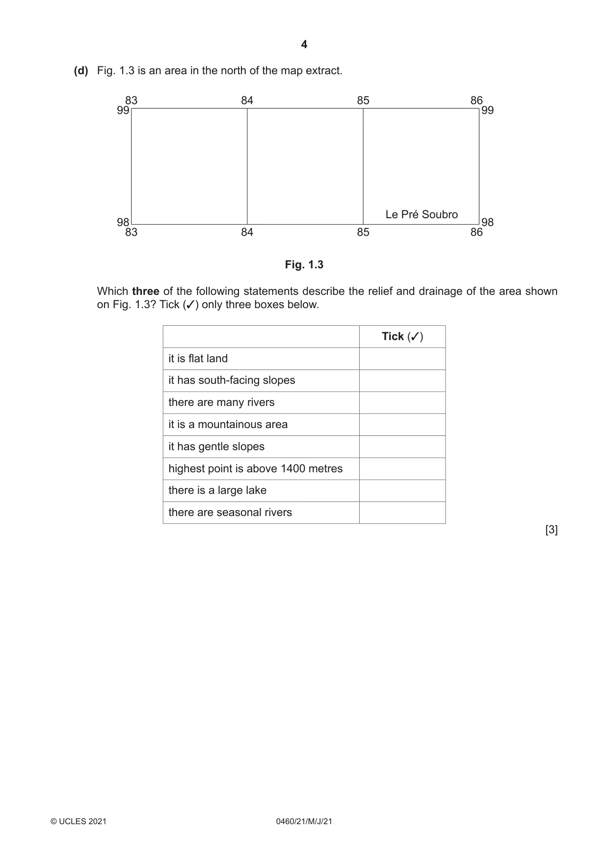 Cambridge IGCSE Geography 0460 2021 May/June Paper 2 · Variant 1 question paper, page 4 of 16