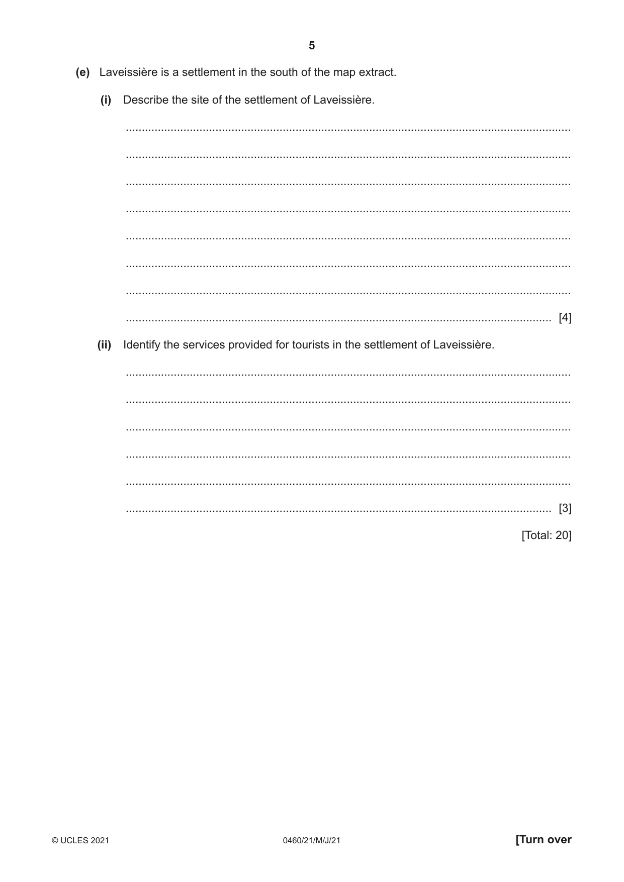 Cambridge IGCSE Geography 0460 2021 May/June Paper 2 · Variant 1 question paper, page 5 of 16