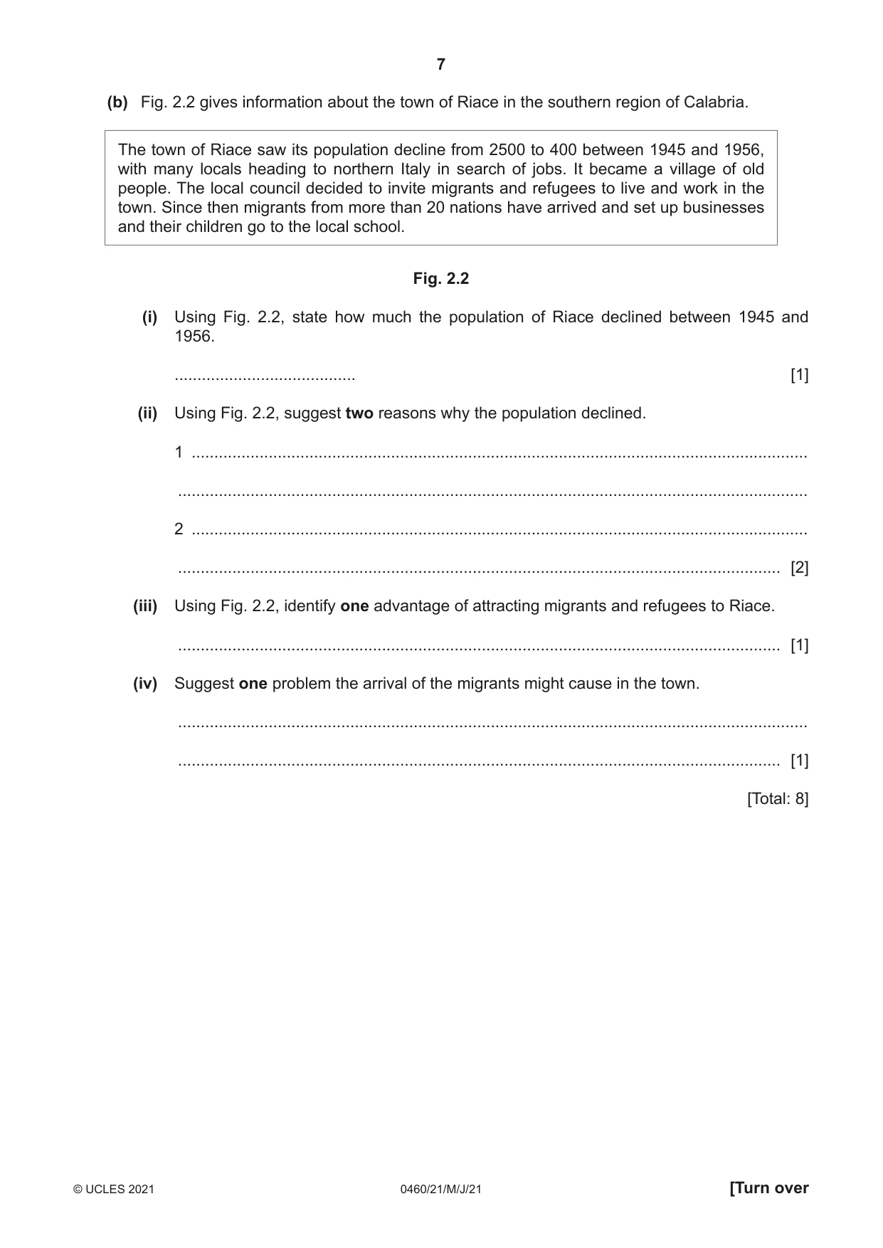Cambridge IGCSE Geography 0460 2021 May/June Paper 2 · Variant 1 question paper, page 7 of 16