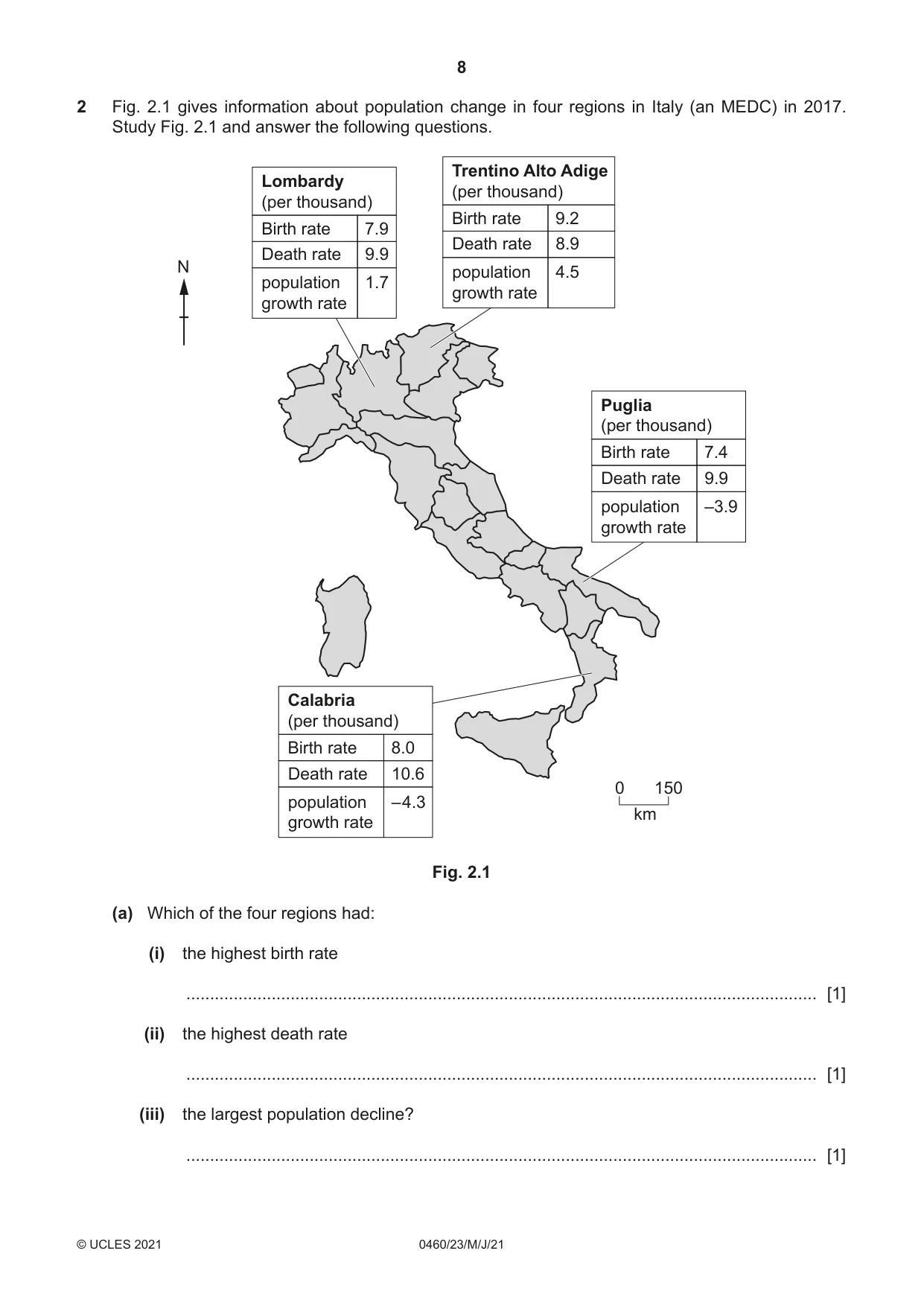 Cambridge IGCSE Geography 0460 2021 May/June Paper 2 · Variant 3 question paper, page 8 of 20