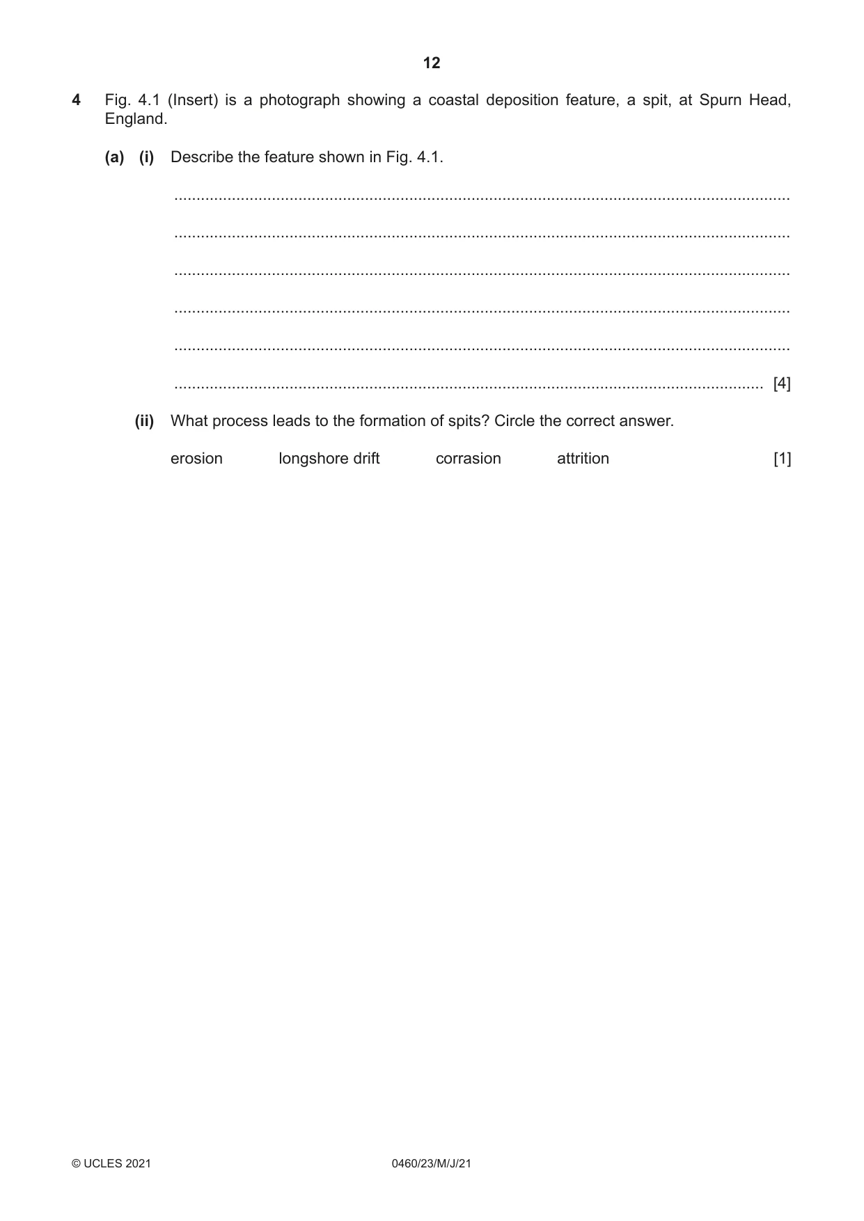 Cambridge IGCSE Geography 0460 2021 May/June Paper 2 · Variant 3 question paper, page 12 of 20