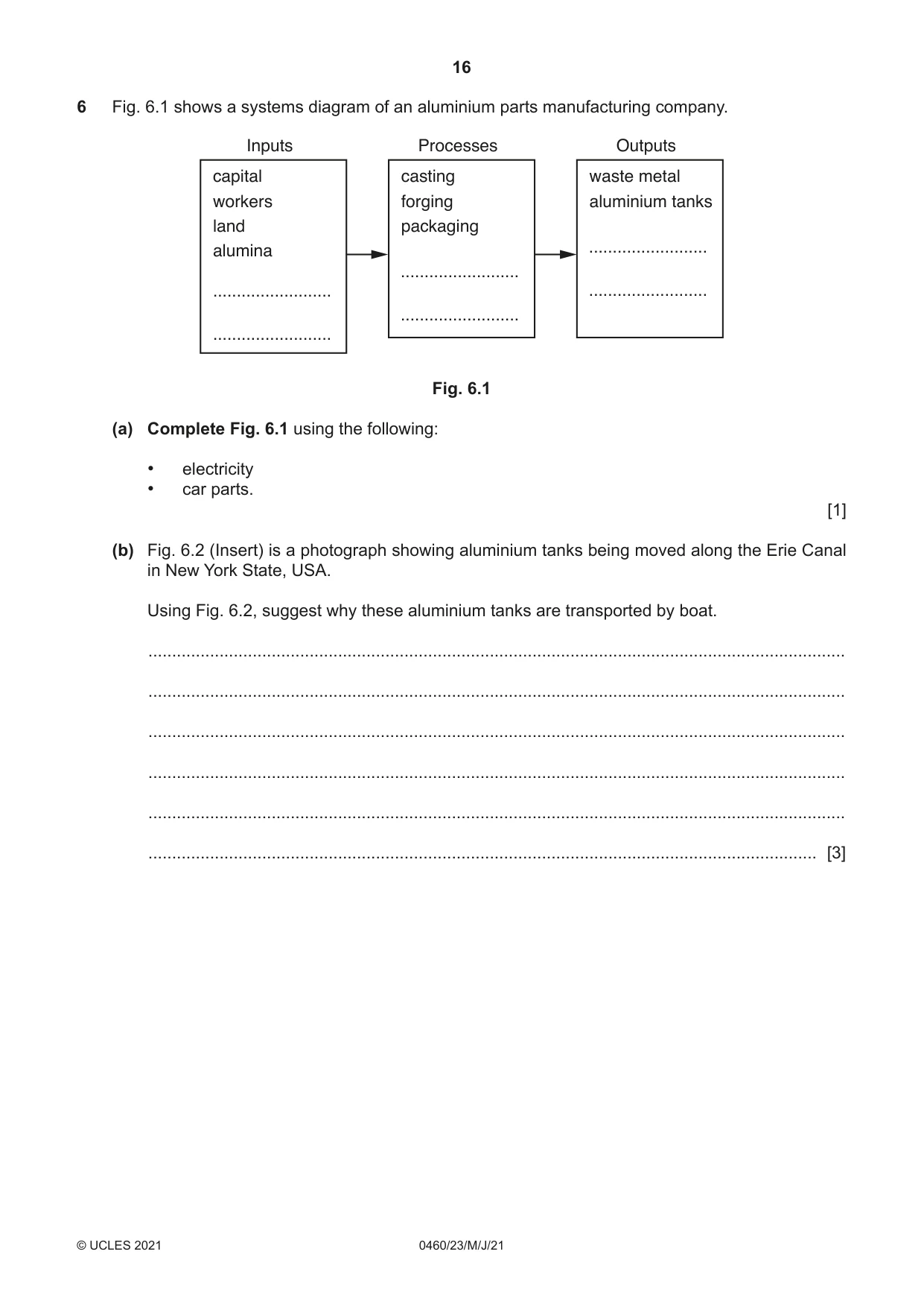 Cambridge IGCSE Geography 0460 2021 May/June Paper 2 · Variant 3 question paper, page 16 of 20