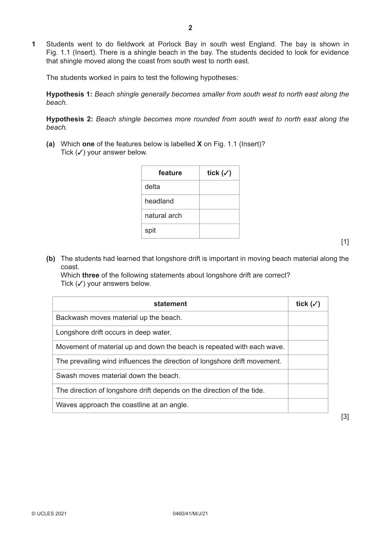 Cambridge IGCSE Geography 0460 2021 May/June Paper 4 · Variant 1 question paper, page 2 of 16
