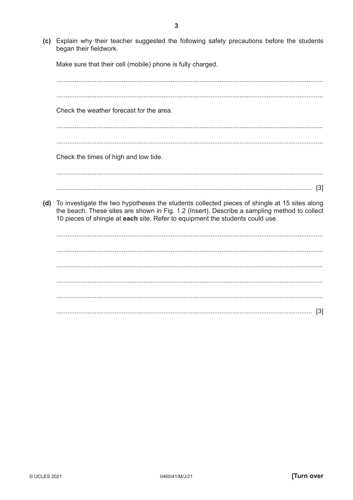 Cambridge IGCSE Geography 0460 2021 May/June Paper 4 · Variant 1 question paper, page 3 of 16