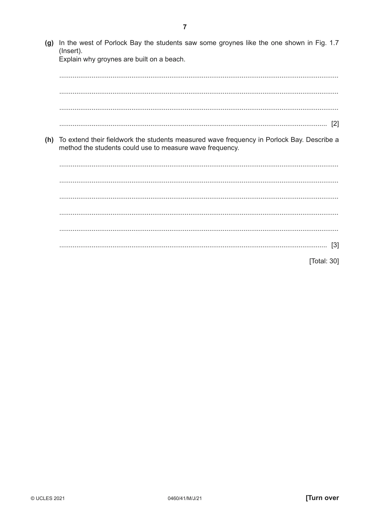 Cambridge IGCSE Geography 0460 2021 May/June Paper 4 · Variant 1 question paper, page 7 of 16