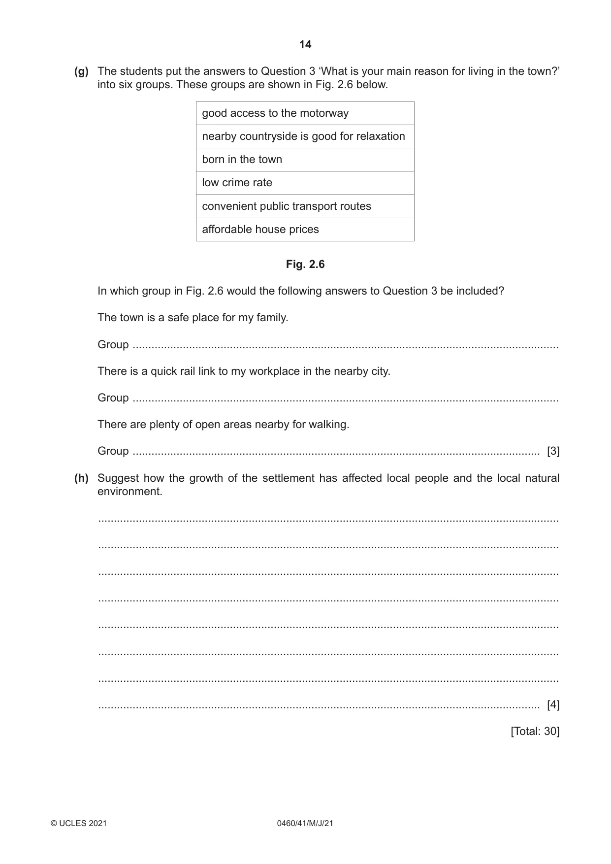 Cambridge IGCSE Geography 0460 2021 May/June Paper 4 · Variant 1 question paper, page 14 of 16