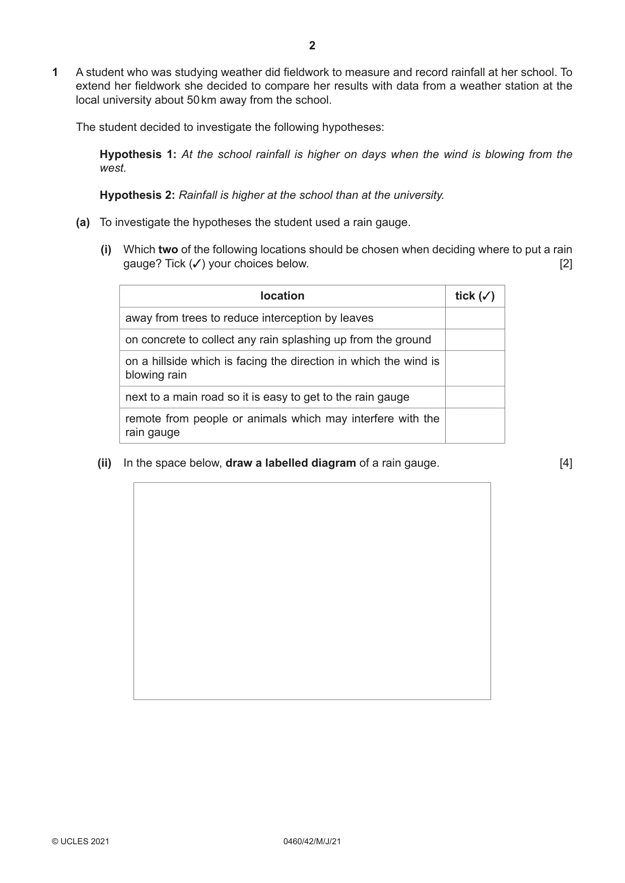 Cambridge IGCSE Geography 0460 2021 May/June Paper 4 · Variant 2 question paper, page 2 of 16
