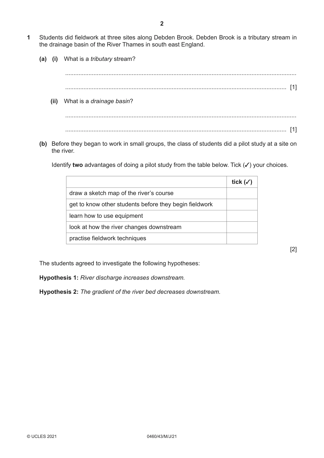 Cambridge IGCSE Geography 0460 2021 May/June Paper 4 · Variant 3 question paper, page 2 of 16