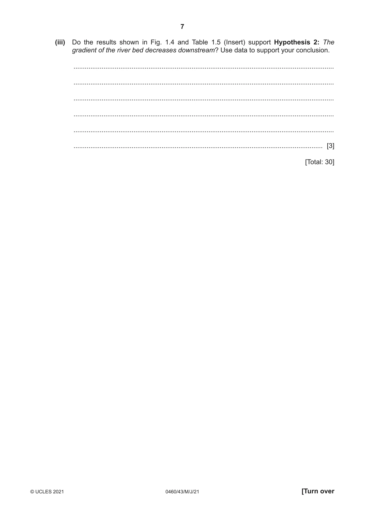Cambridge IGCSE Geography 0460 2021 May/June Paper 4 · Variant 3 question paper, page 7 of 16
