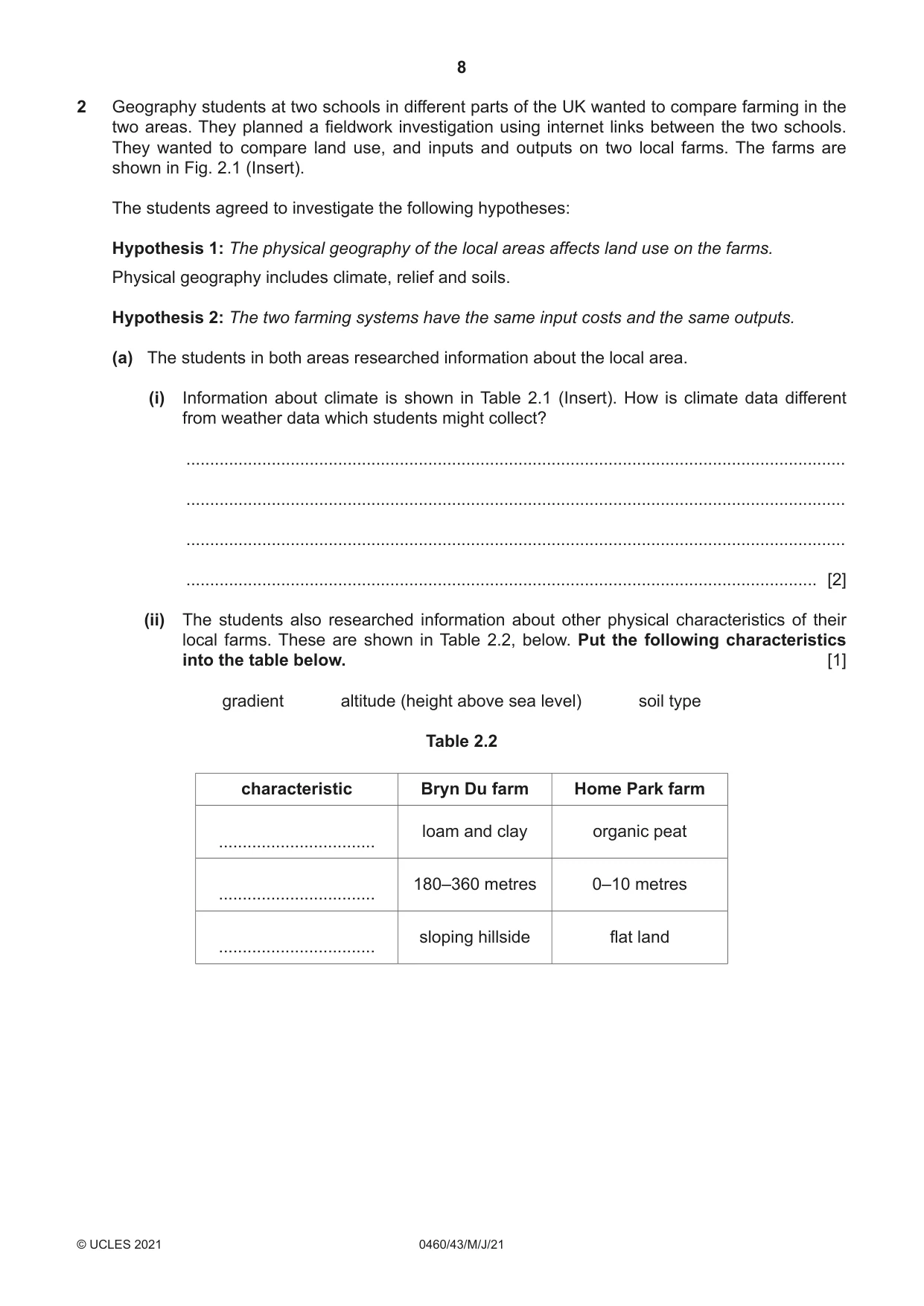 Cambridge IGCSE Geography 0460 2021 May/June Paper 4 · Variant 3 question paper, page 8 of 16