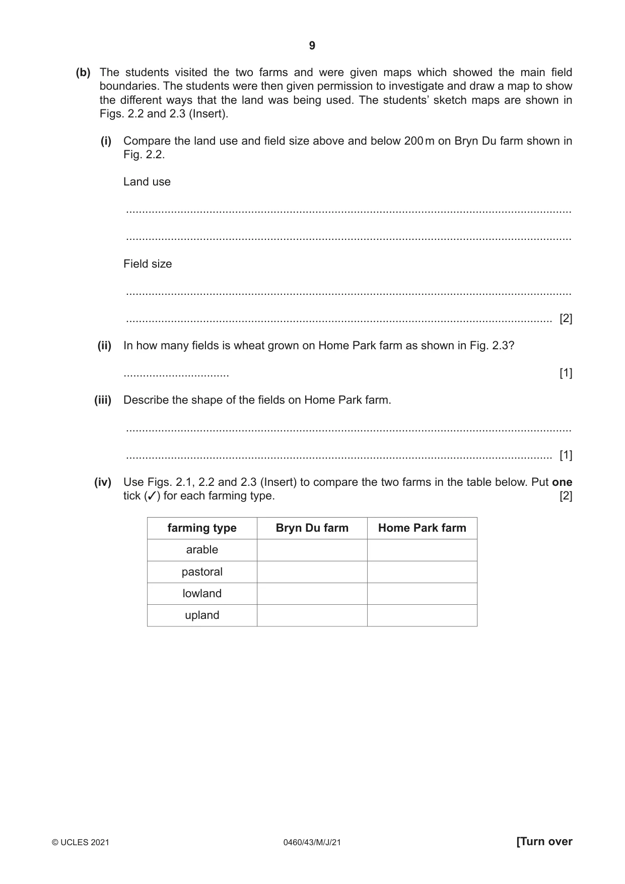Cambridge IGCSE Geography 0460 2021 May/June Paper 4 · Variant 3 question paper, page 9 of 16