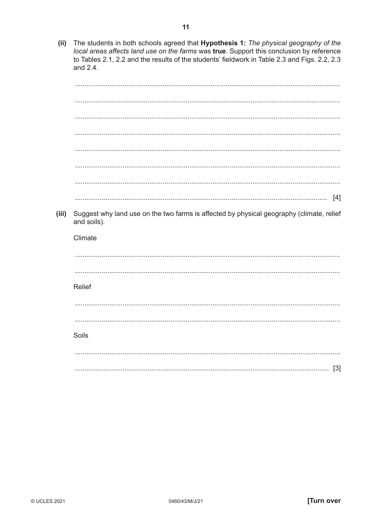 Cambridge IGCSE Geography 0460 2021 May/June Paper 4 · Variant 3 question paper, page 11 of 16