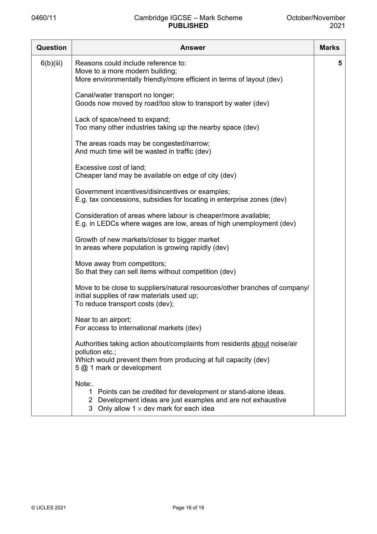 Mark scheme, page 18 of 19