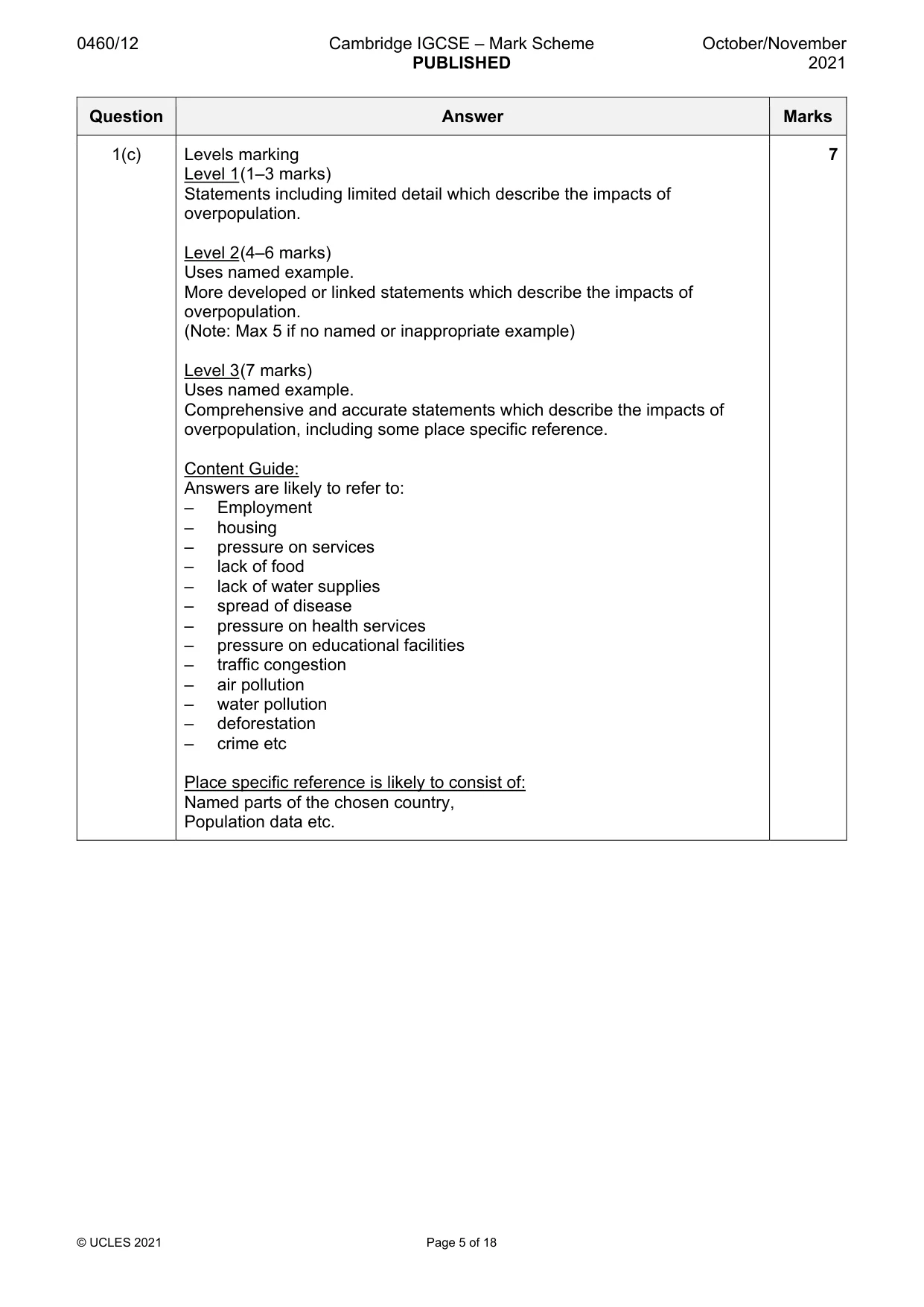 Mark scheme, page 5 of 18