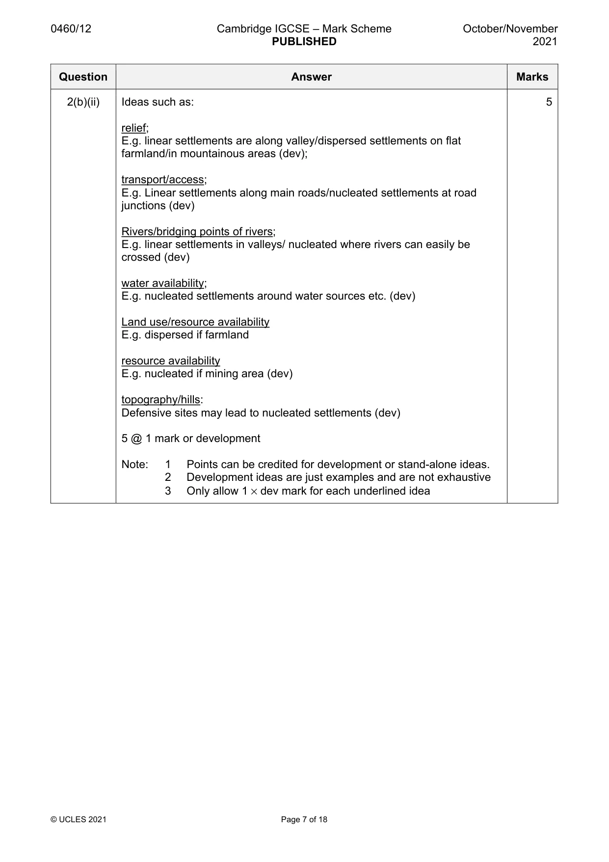 Mark scheme, page 7 of 18