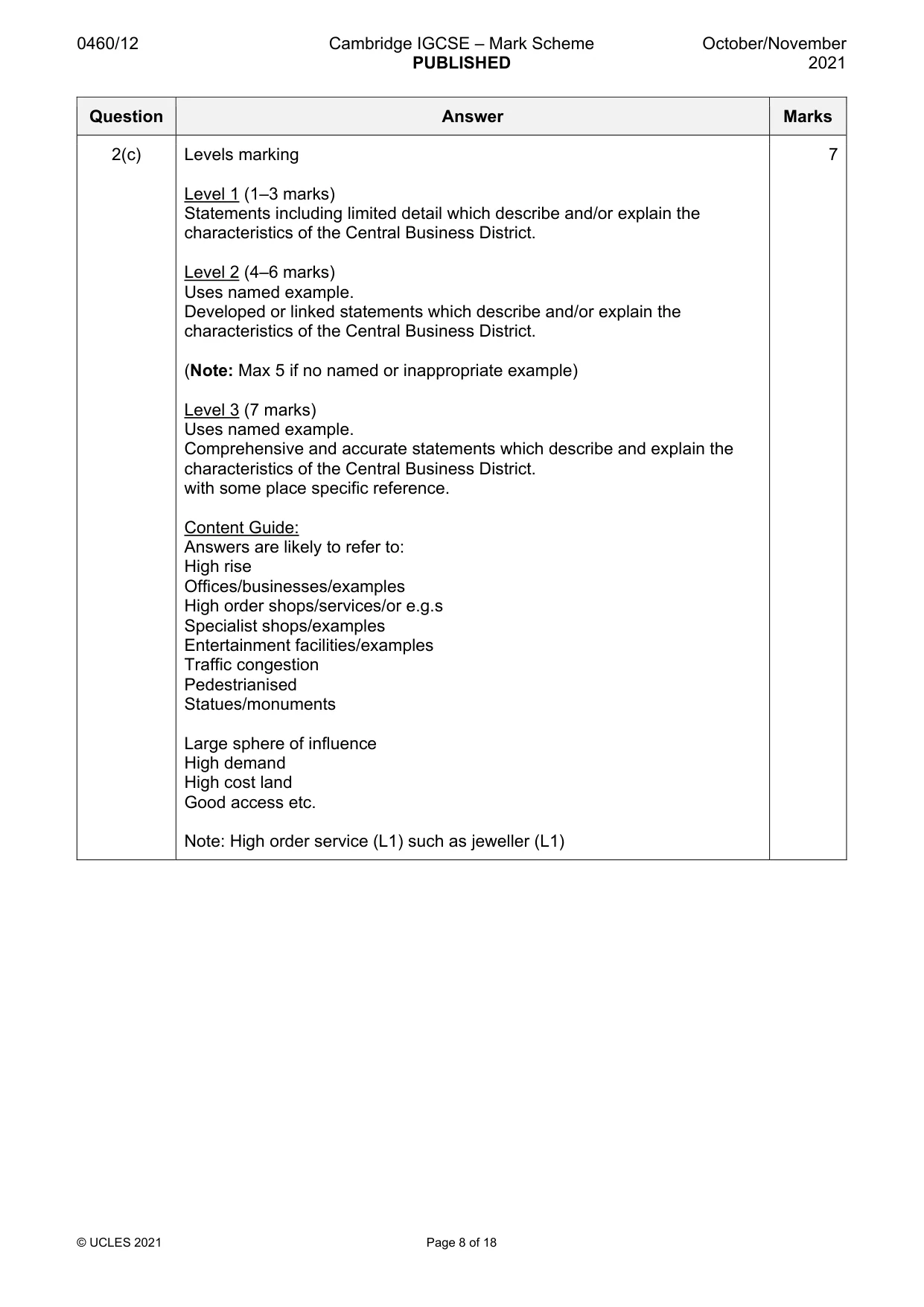 Mark scheme, page 8 of 18