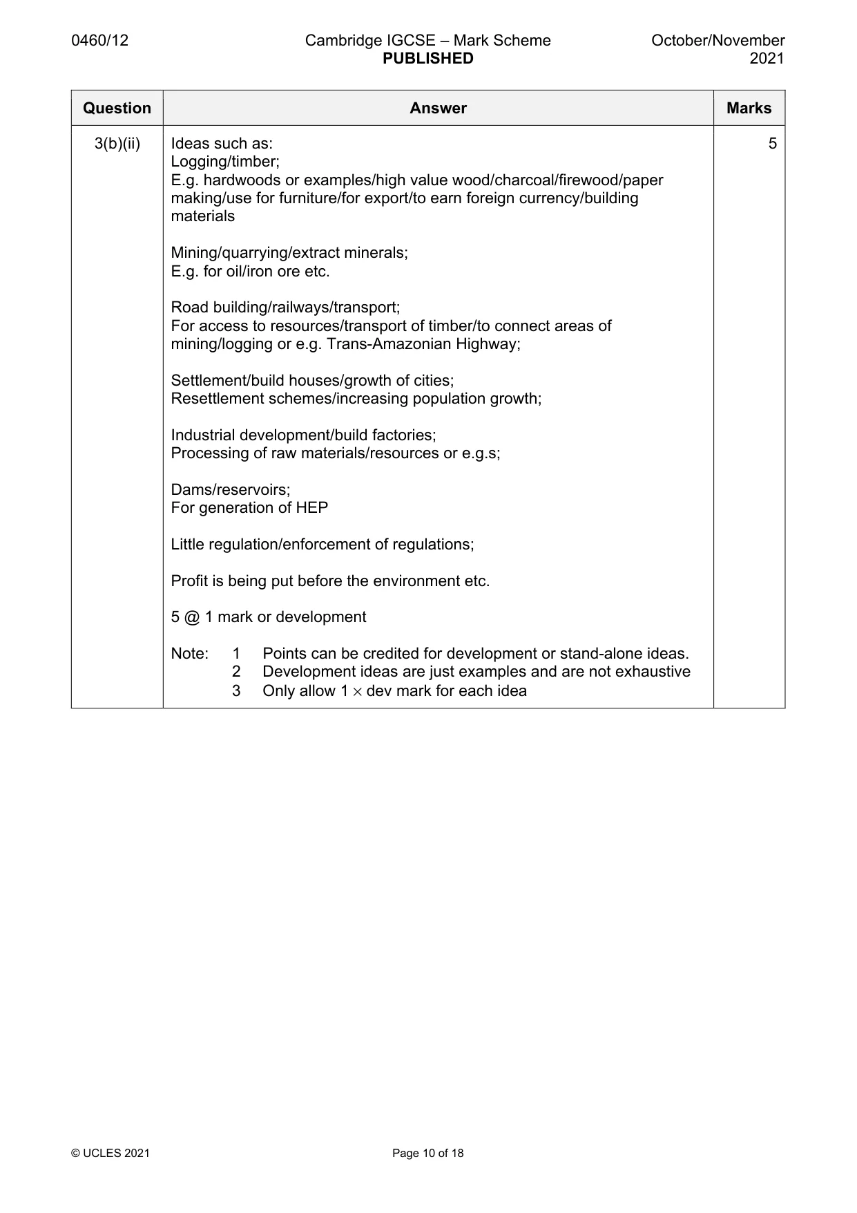 Mark scheme, page 10 of 18