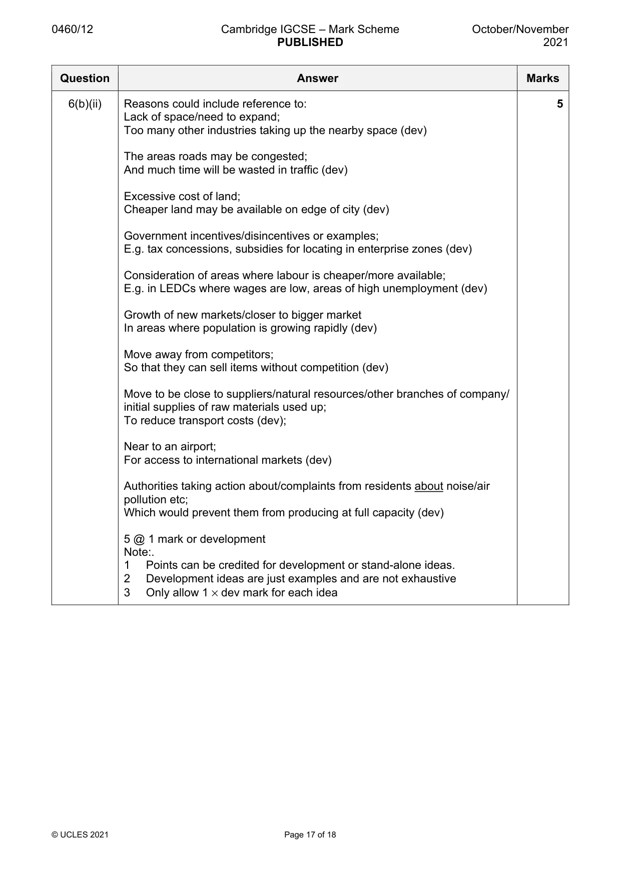 Mark scheme, page 17 of 18