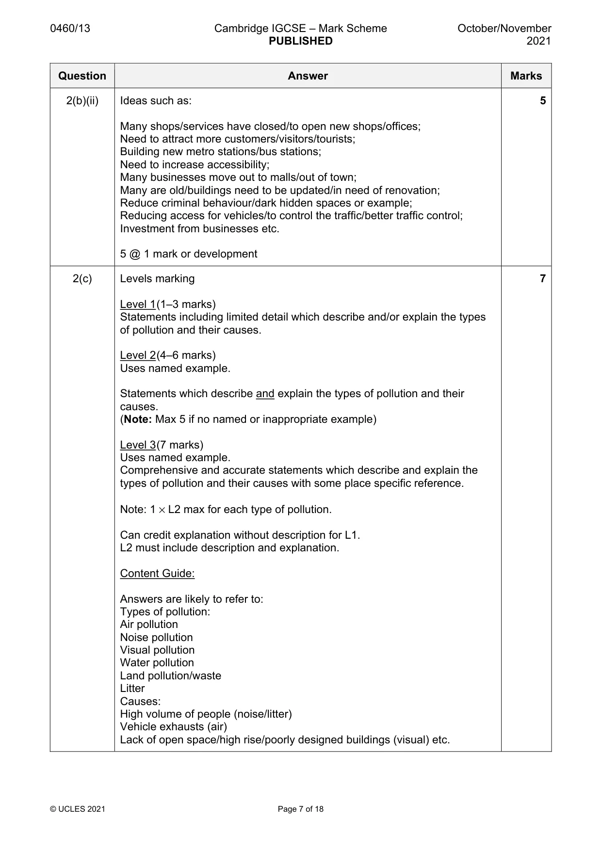 Mark scheme, page 7 of 18