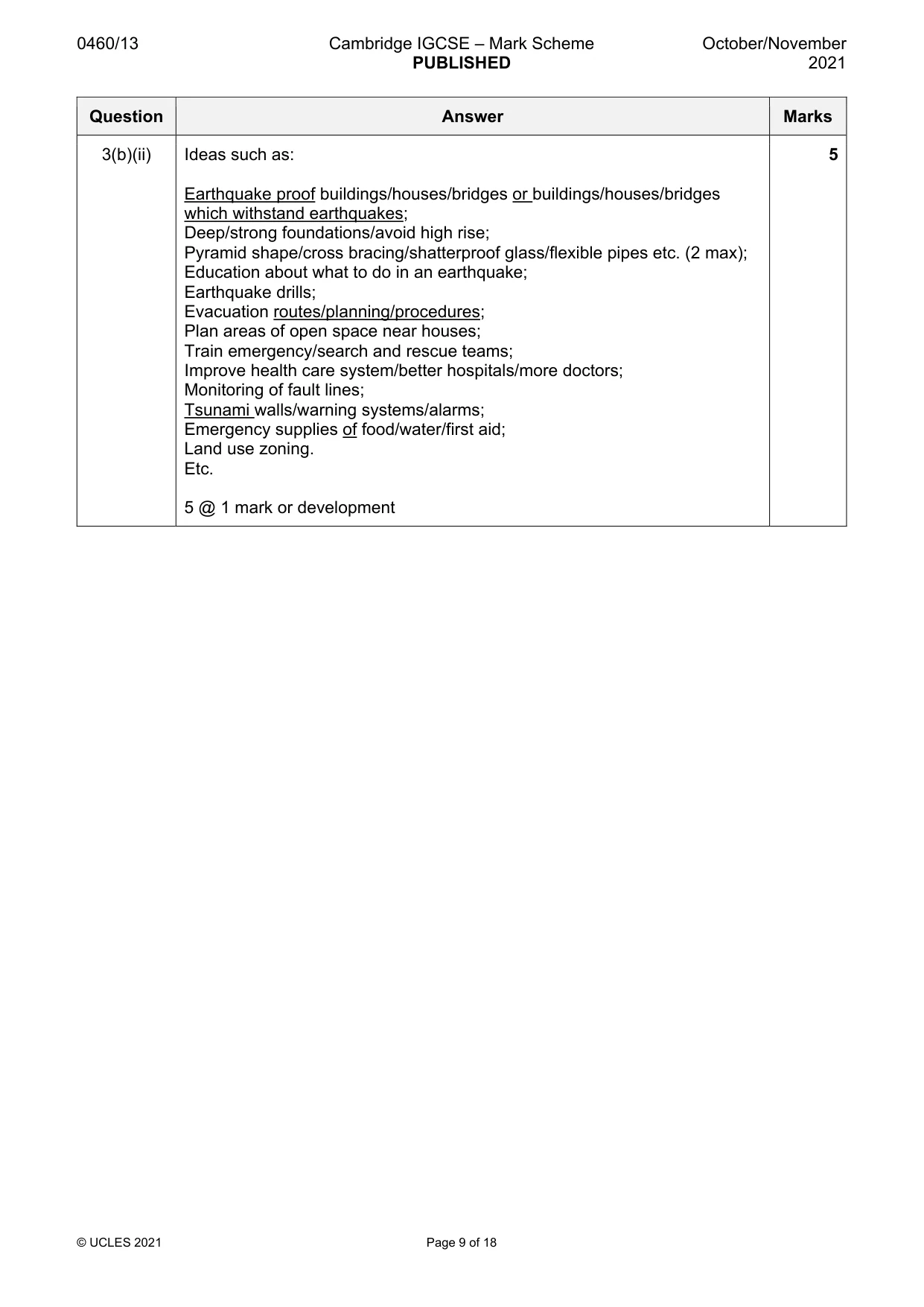 Mark scheme, page 9 of 18