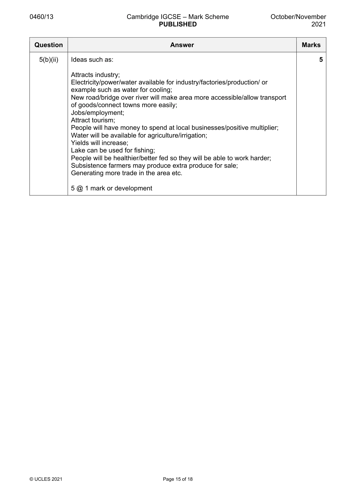 Mark scheme, page 15 of 18