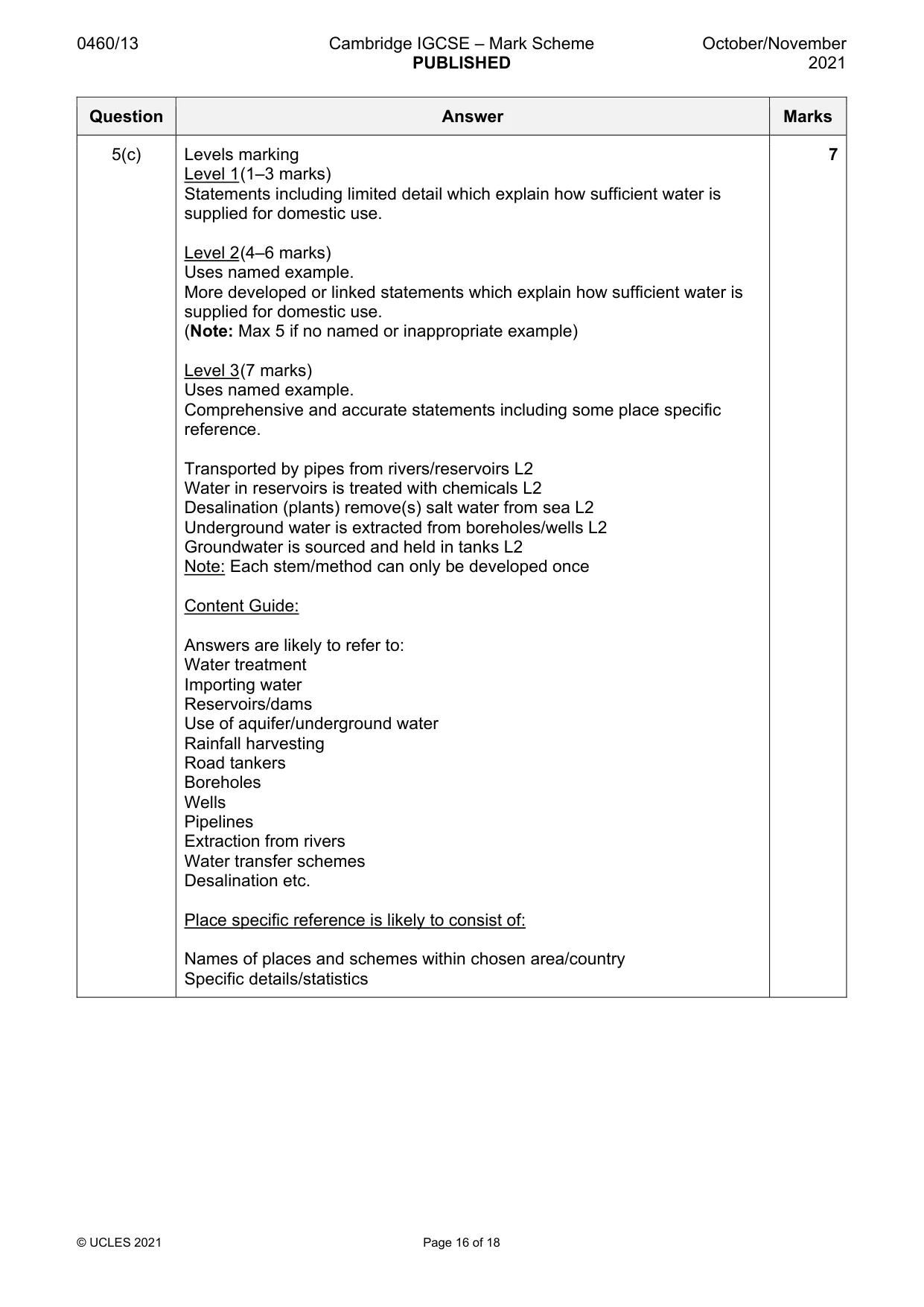 Mark scheme, page 16 of 18