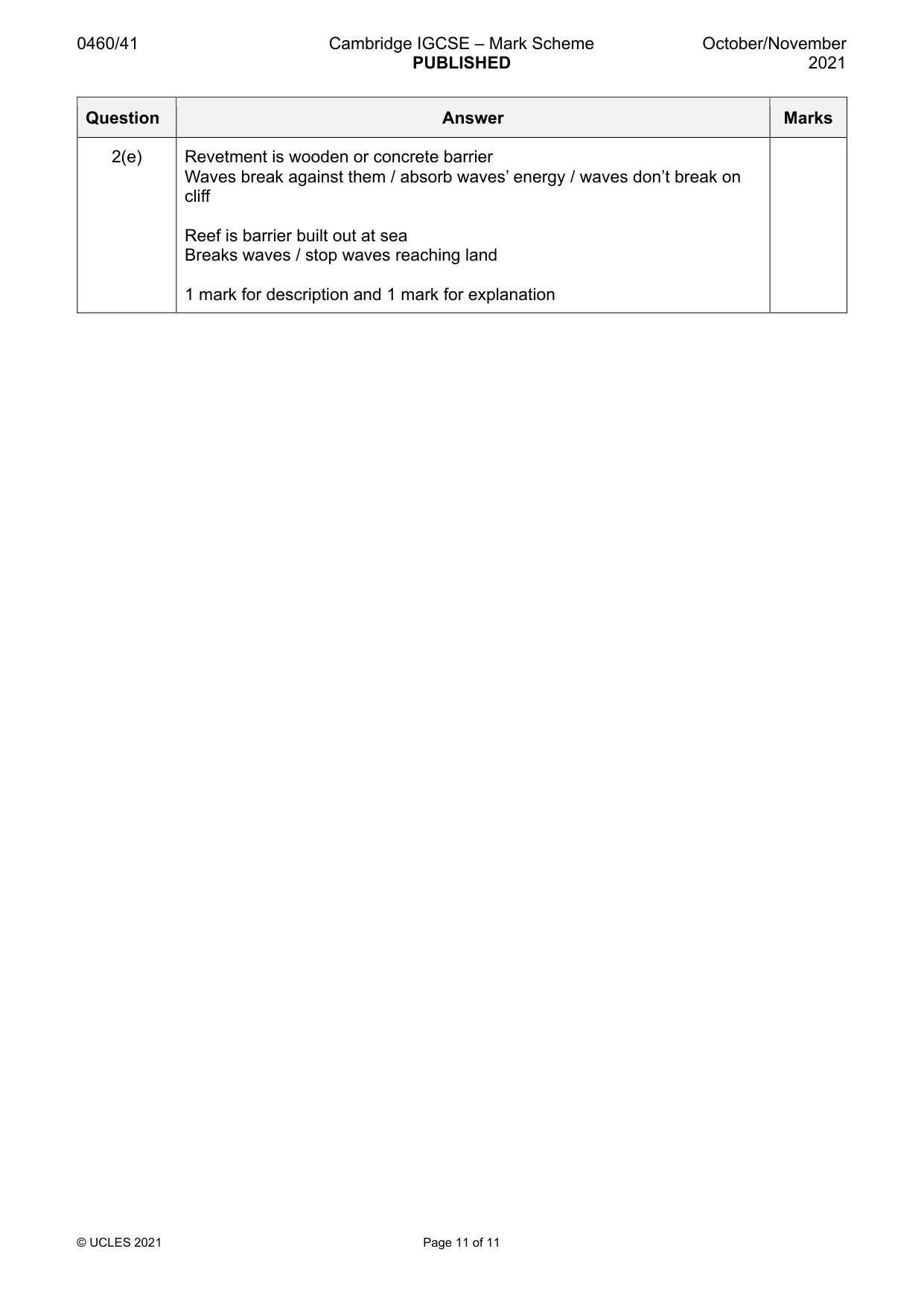Mark scheme, page 11 of 11