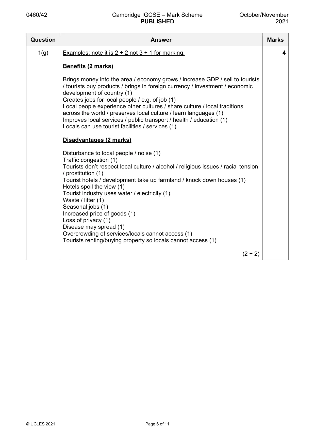 Mark scheme, page 6 of 11