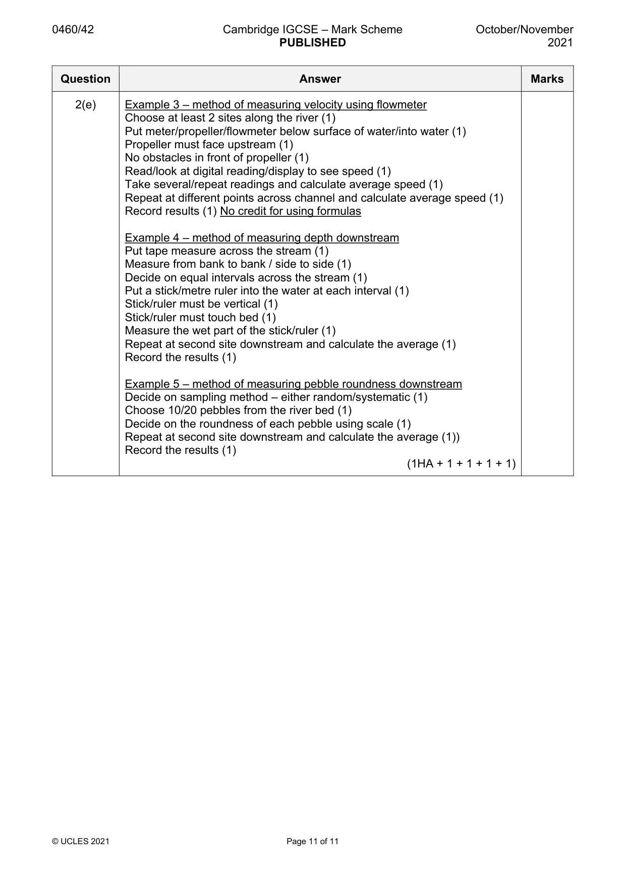 Mark scheme, page 11 of 11