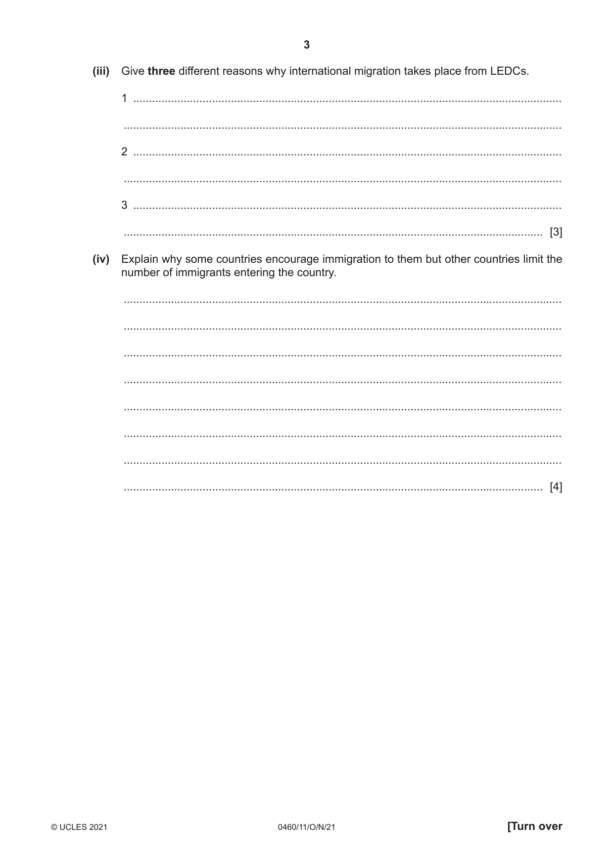 Cambridge IGCSE Geography 0460 2021 Oct/Nov Paper 1 · Variant 1 question paper, page 3 of 32