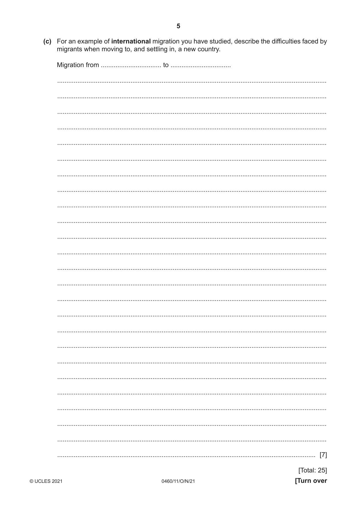 Cambridge IGCSE Geography 0460 2021 Oct/Nov Paper 1 · Variant 1 question paper, page 5 of 32