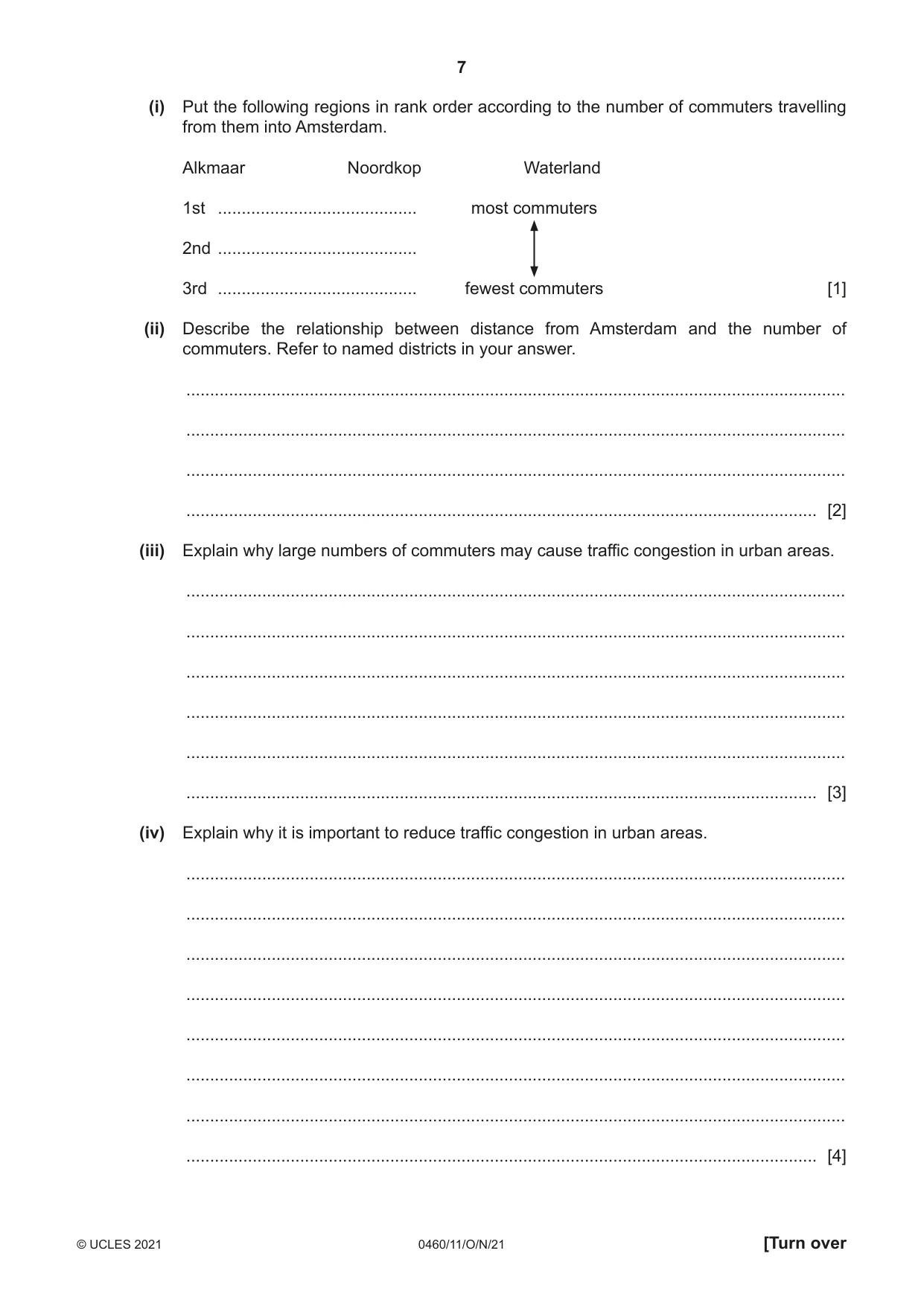 Cambridge IGCSE Geography 0460 2021 Oct/Nov Paper 1 · Variant 1 question paper, page 7 of 32