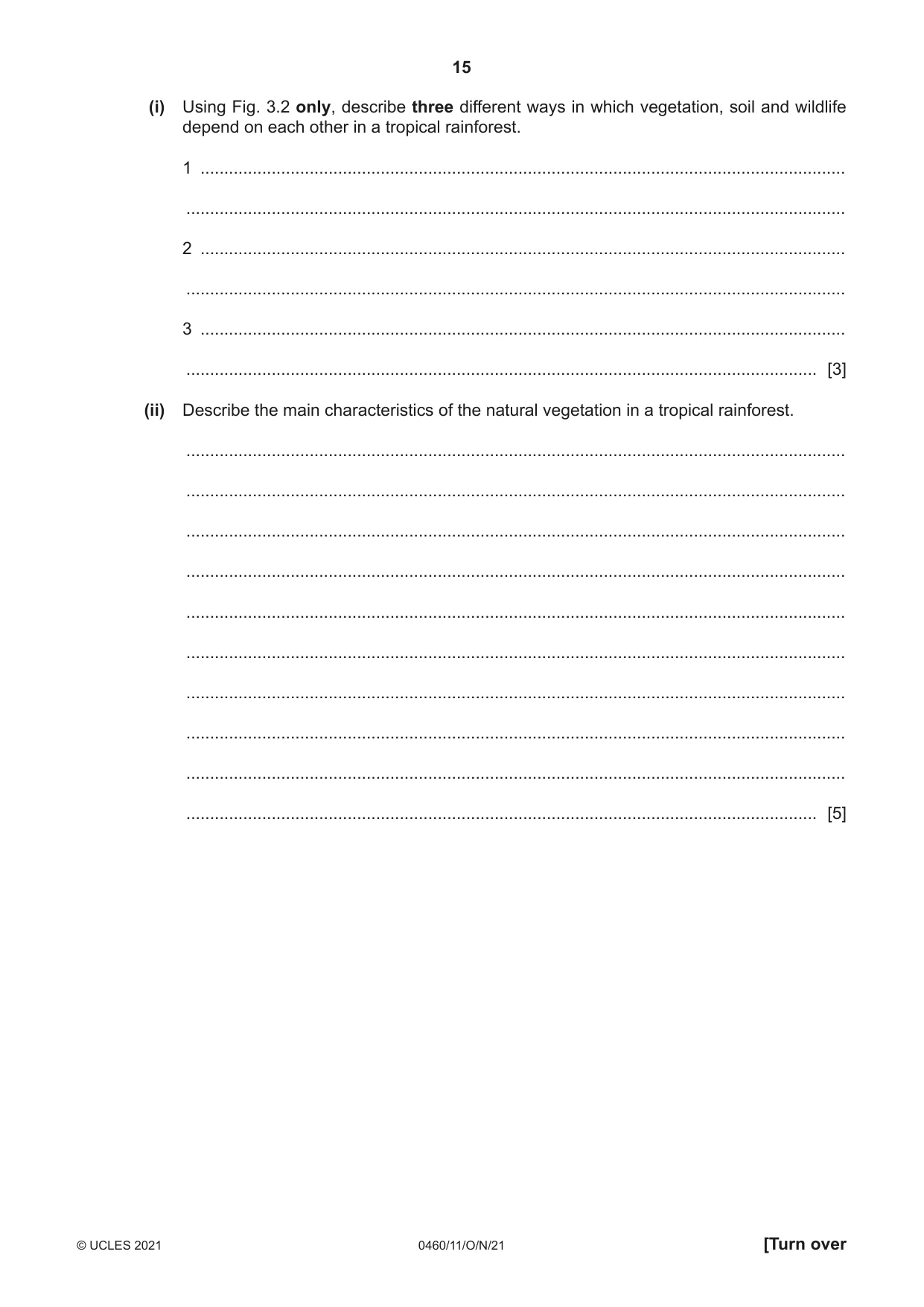 Cambridge IGCSE Geography 0460 2021 Oct/Nov Paper 1 · Variant 1 question paper, page 15 of 32