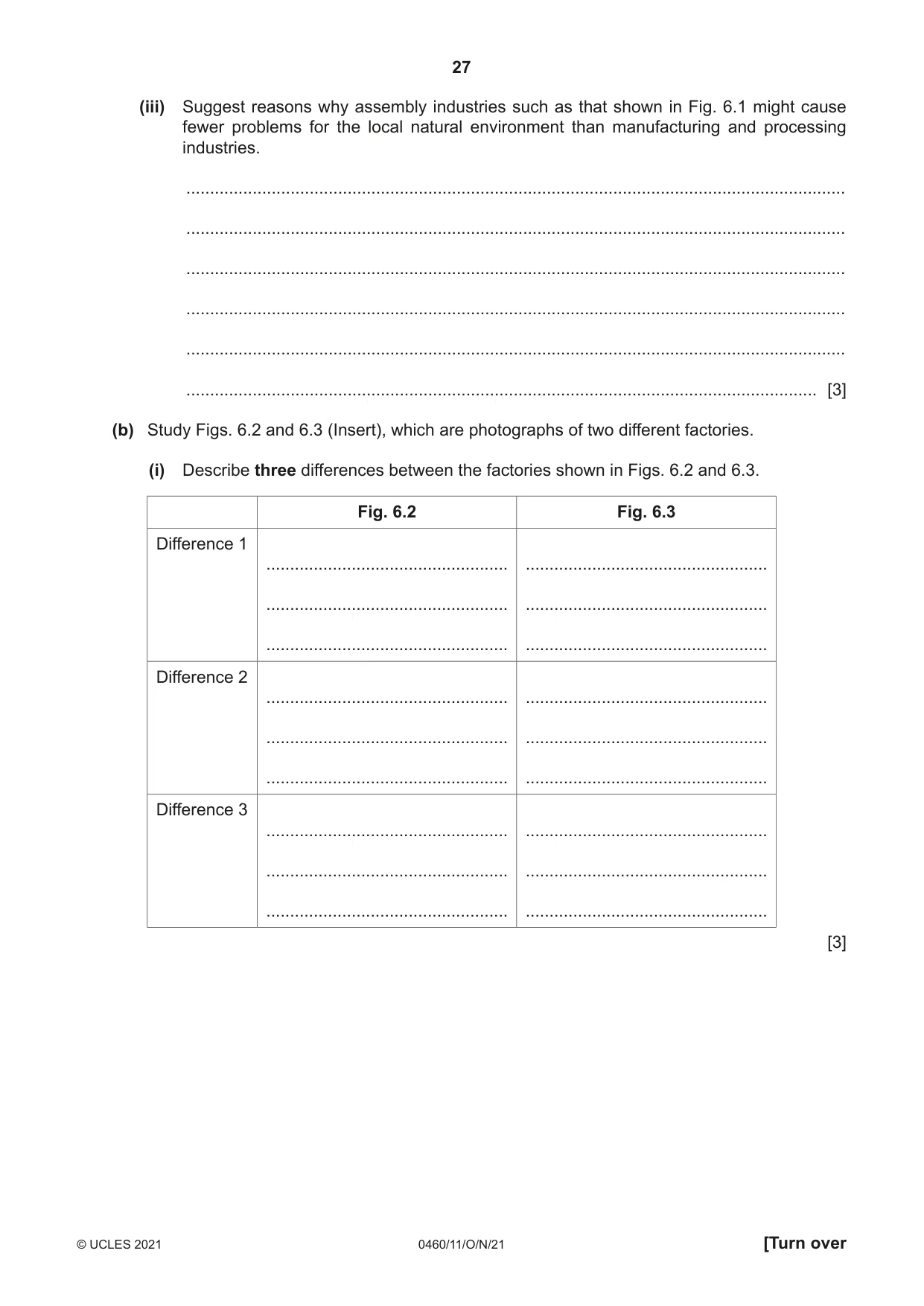 Cambridge IGCSE Geography 0460 2021 Oct/Nov Paper 1 · Variant 1 question paper, page 27 of 32