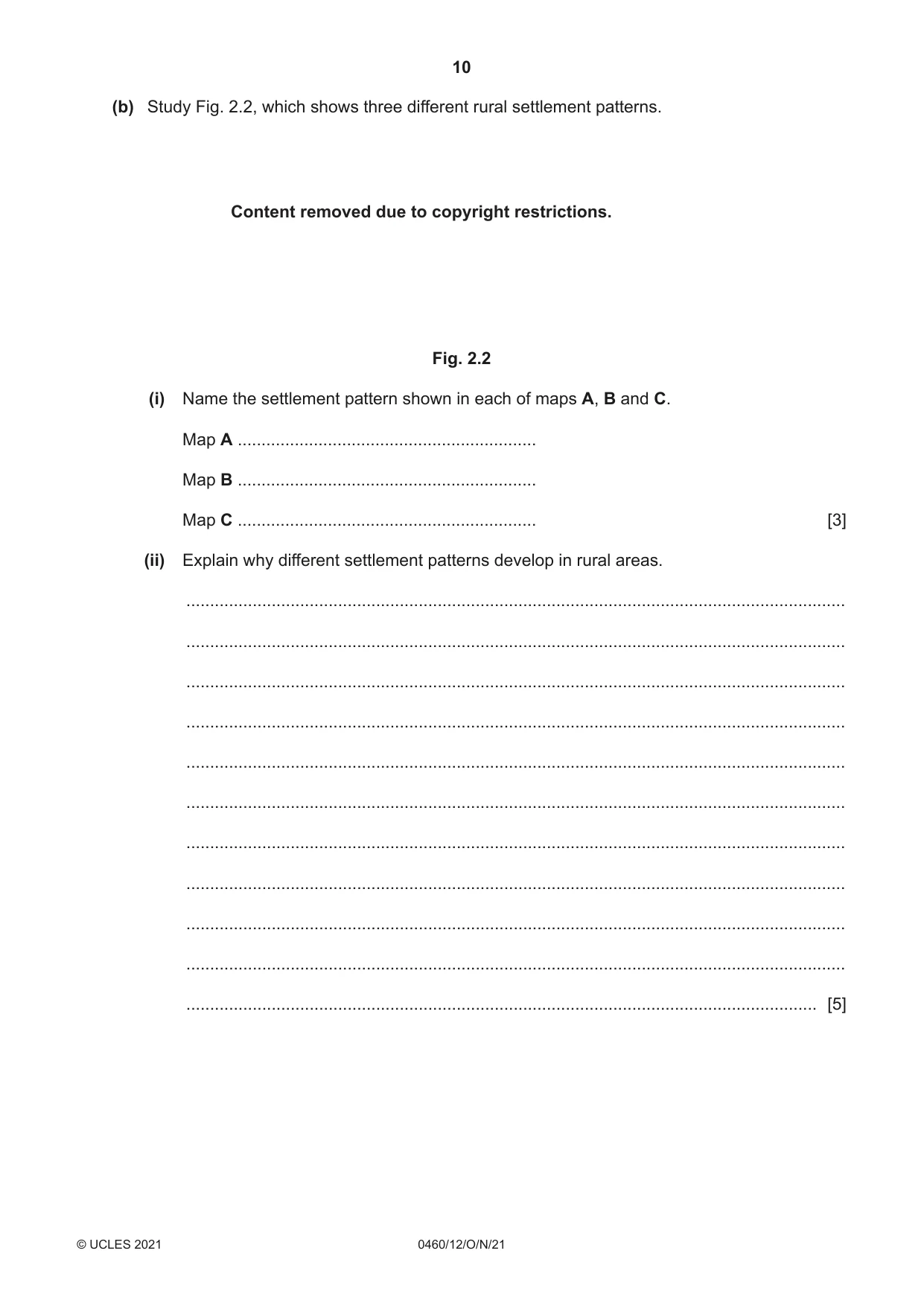 Cambridge IGCSE Geography 0460 2021 Oct/Nov Paper 1 · Variant 2 question paper, page 10 of 32
