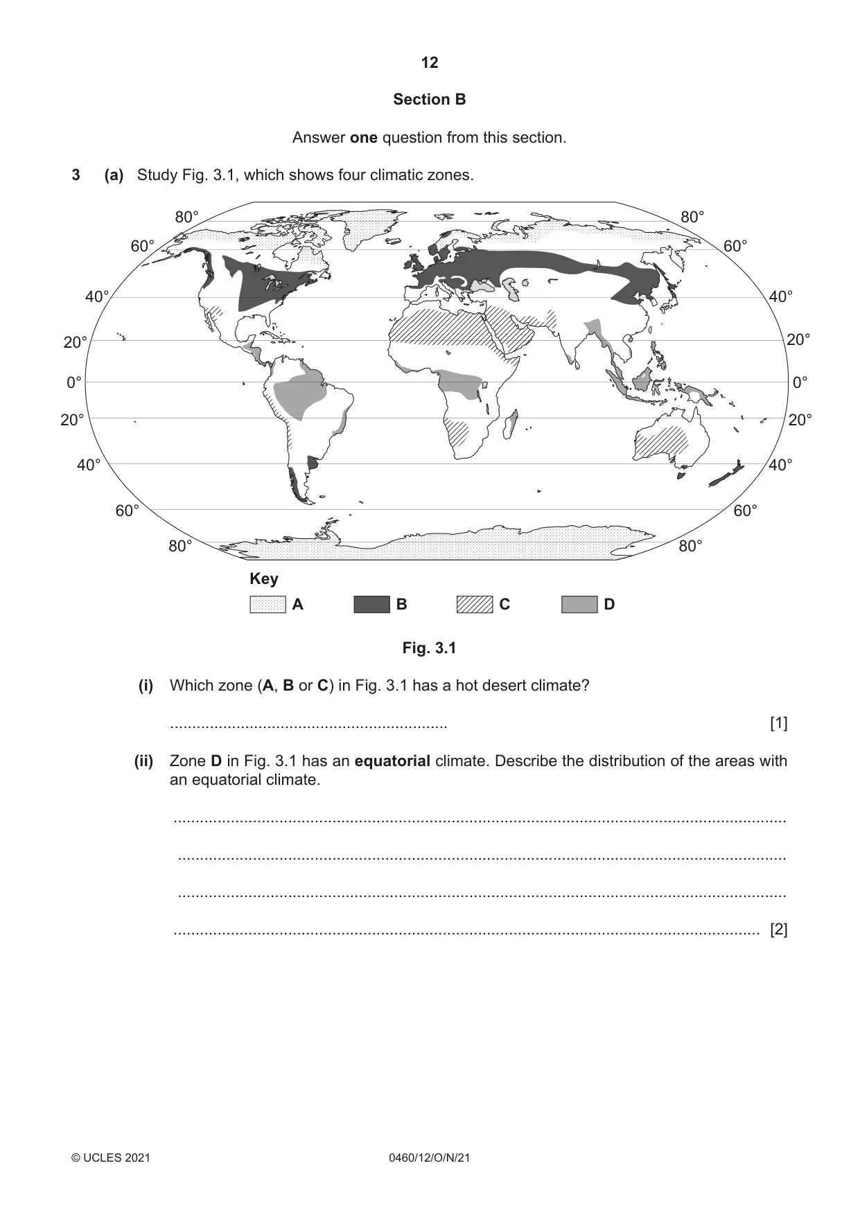 Cambridge IGCSE Geography 0460 2021 Oct/Nov Paper 1 · Variant 2 question paper, page 12 of 32