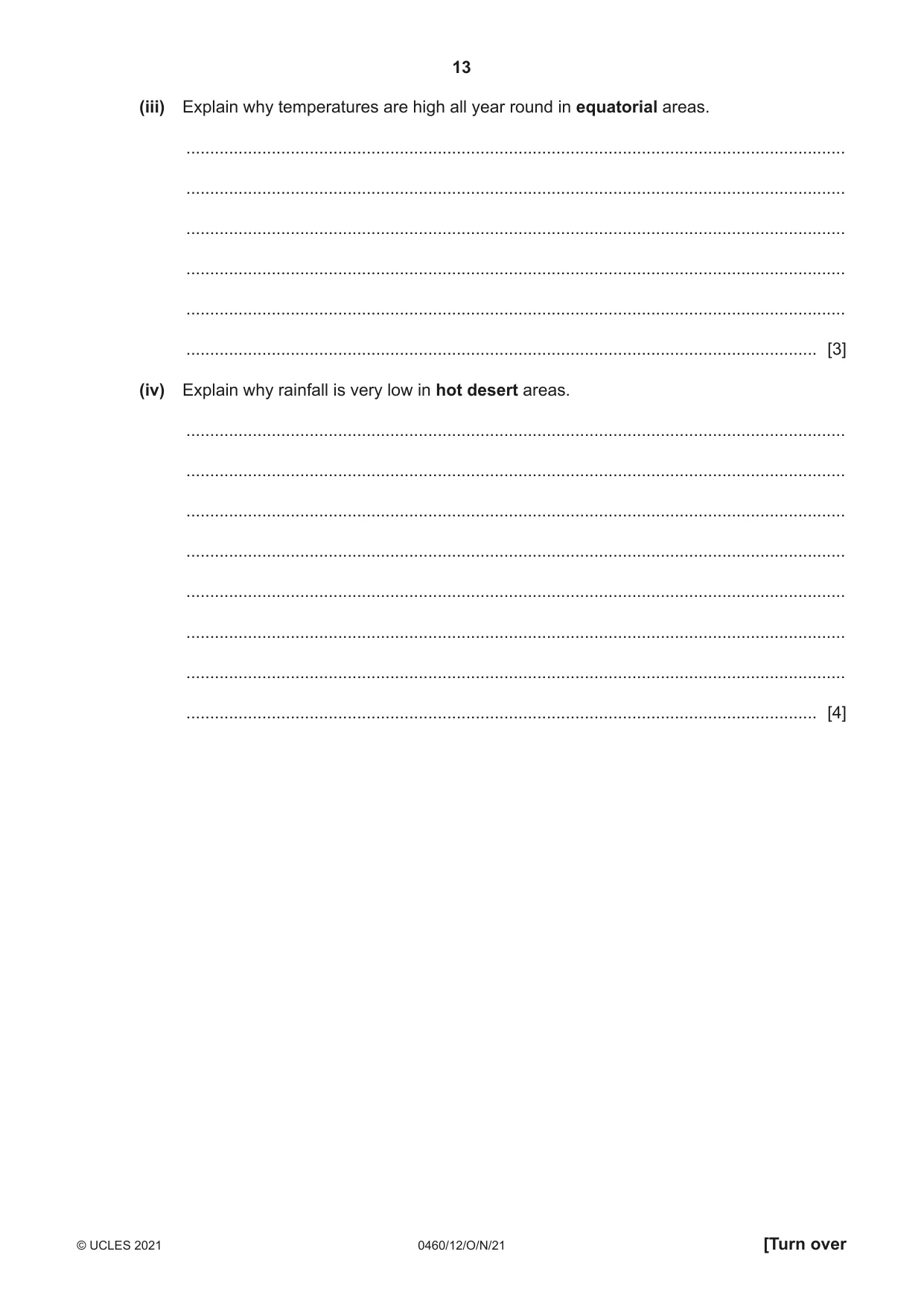 Cambridge IGCSE Geography 0460 2021 Oct/Nov Paper 1 · Variant 2 question paper, page 13 of 32