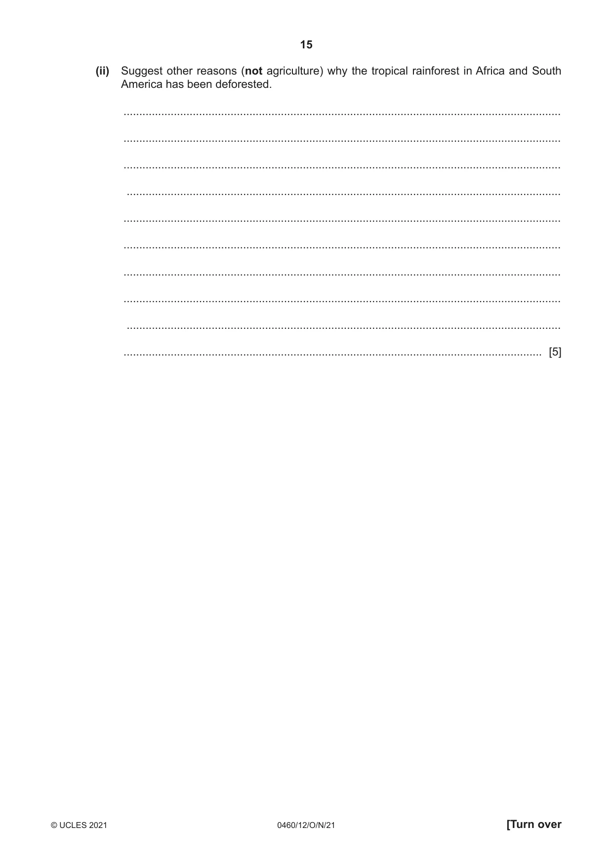 Cambridge IGCSE Geography 0460 2021 Oct/Nov Paper 1 · Variant 2 question paper, page 15 of 32
