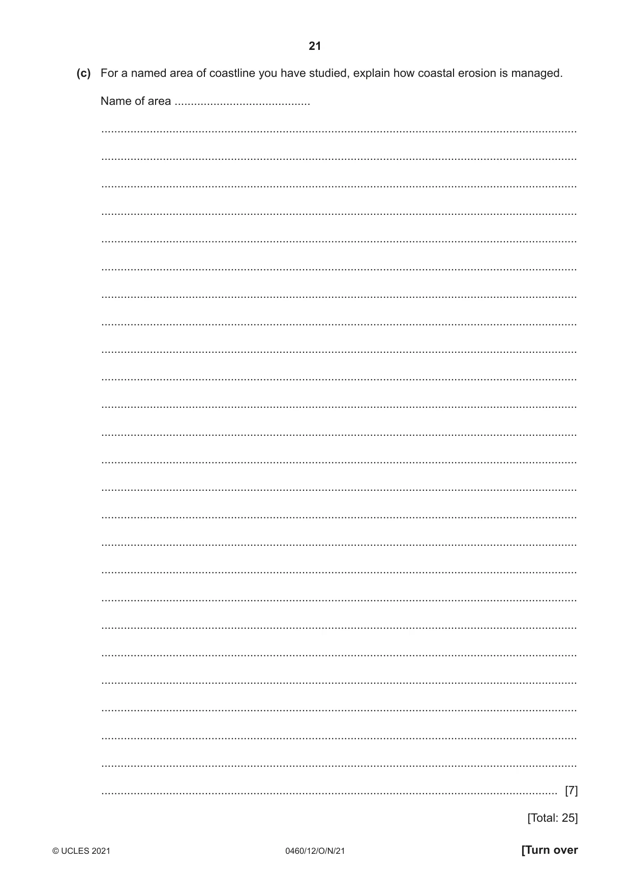 Cambridge IGCSE Geography 0460 2021 Oct/Nov Paper 1 · Variant 2 question paper, page 21 of 32