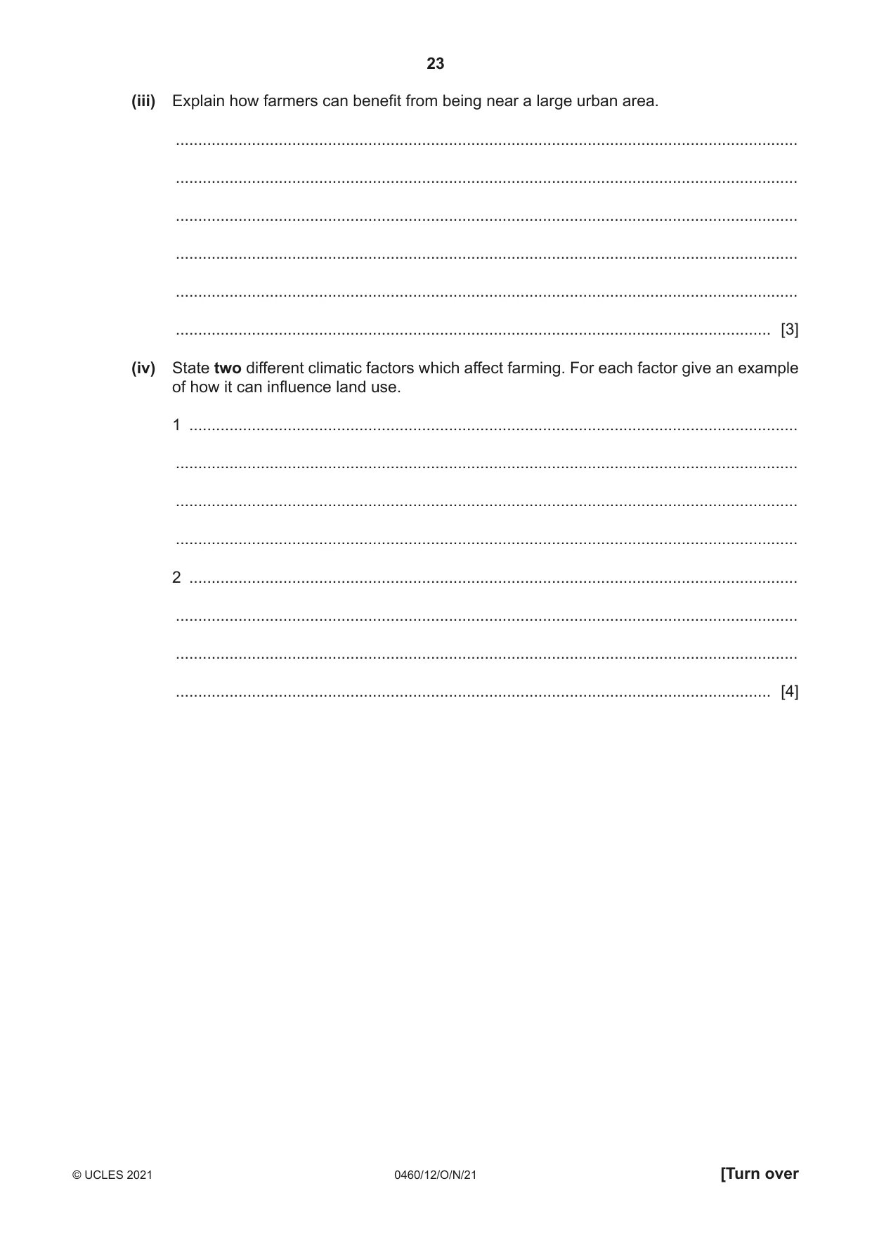 Cambridge IGCSE Geography 0460 2021 Oct/Nov Paper 1 · Variant 2 question paper, page 23 of 32