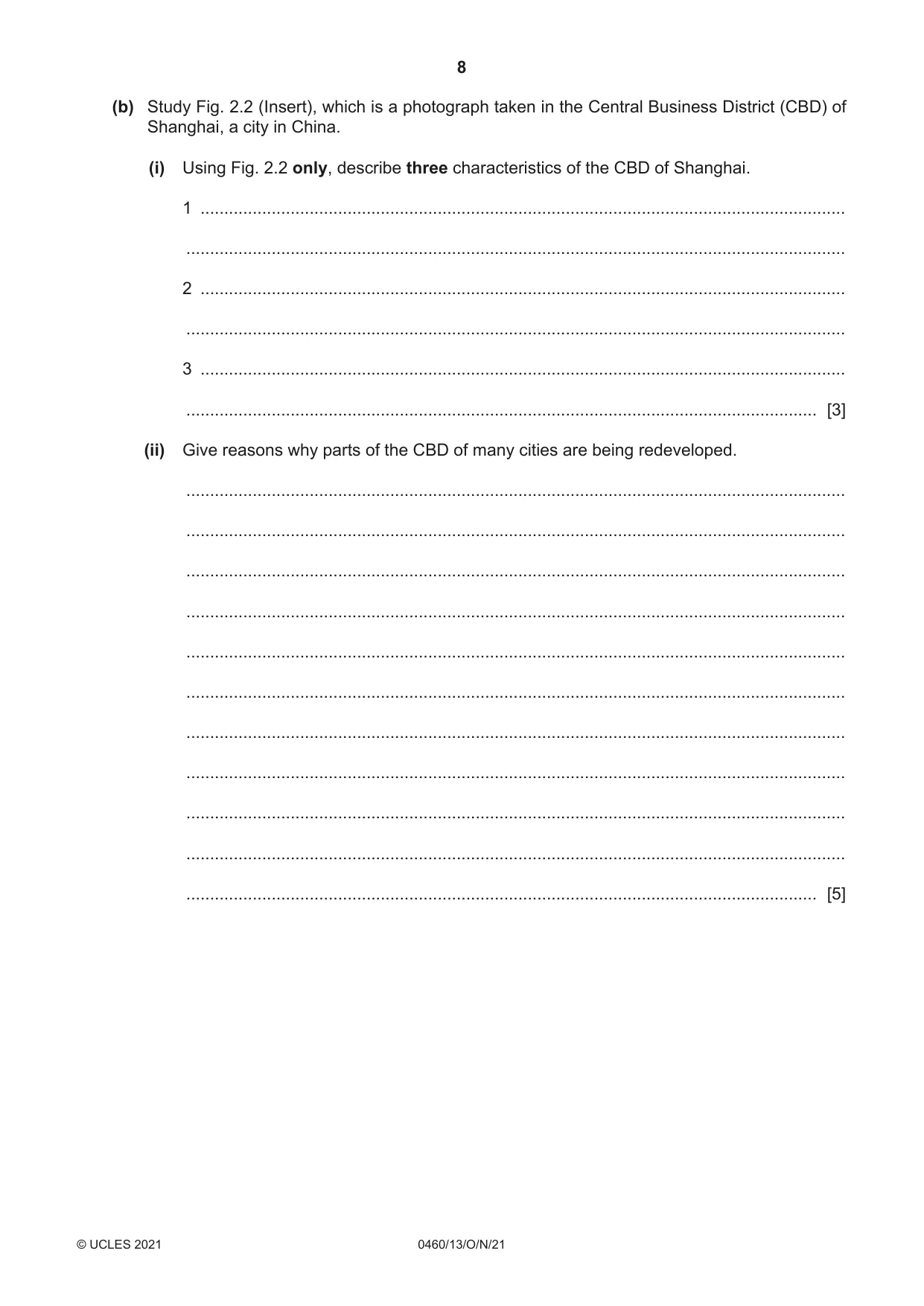 Cambridge IGCSE Geography 0460 2021 Oct/Nov Paper 1 · Variant 3 question paper, page 8 of 28