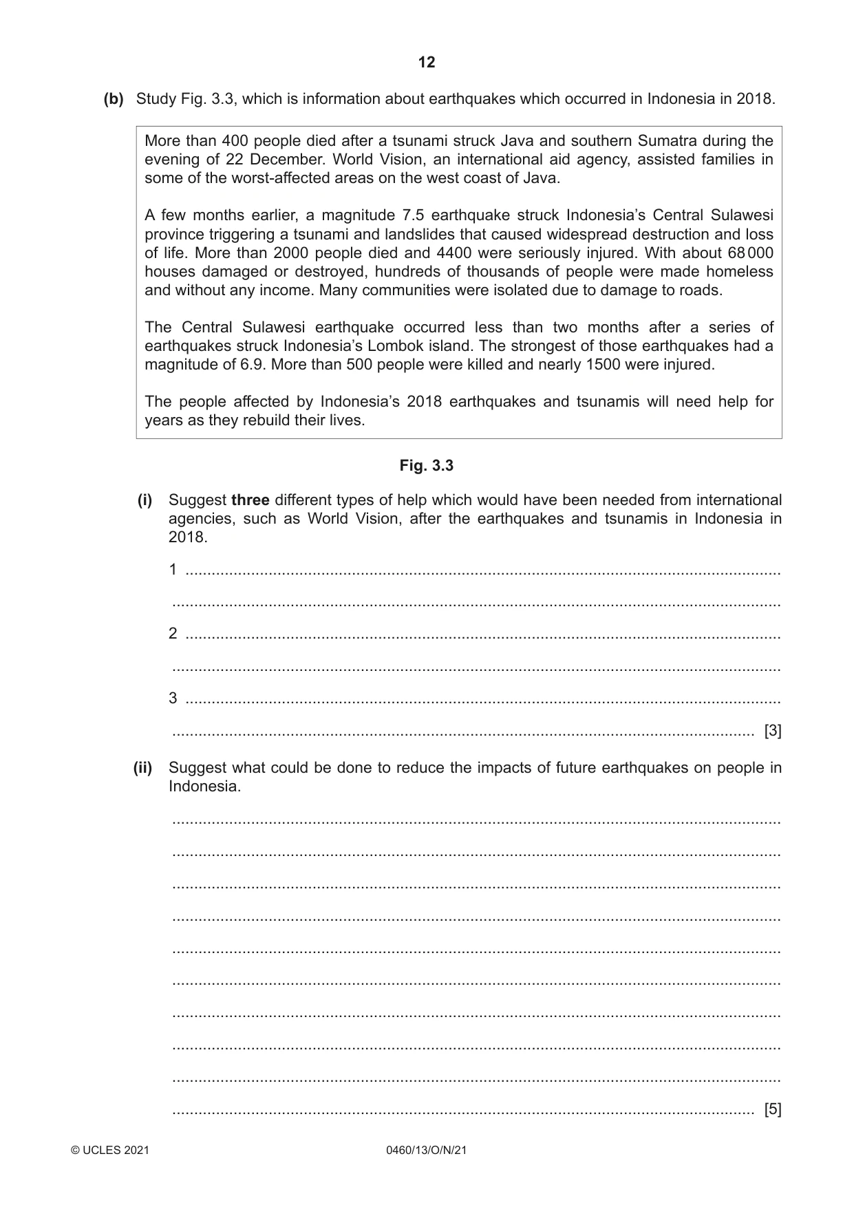 Cambridge IGCSE Geography 0460 2021 Oct/Nov Paper 1 · Variant 3 question paper, page 12 of 28