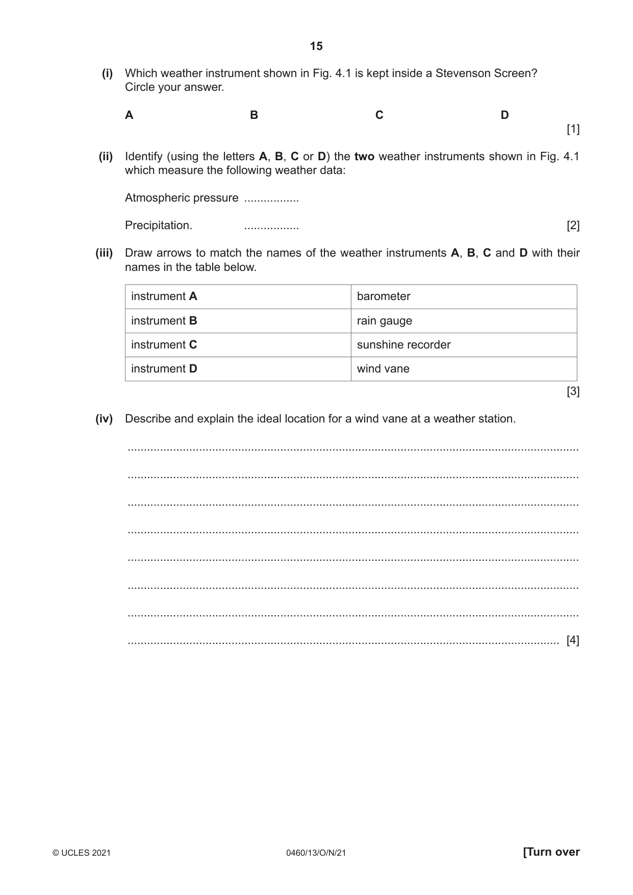 Cambridge IGCSE Geography 0460 2021 Oct/Nov Paper 1 · Variant 3 question paper, page 15 of 28