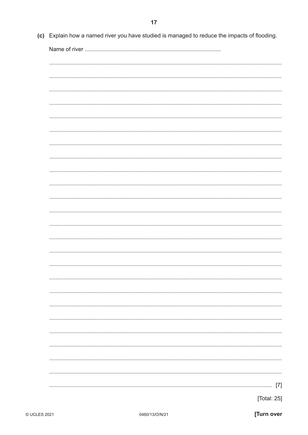 Cambridge IGCSE Geography 0460 2021 Oct/Nov Paper 1 · Variant 3 question paper, page 17 of 28
